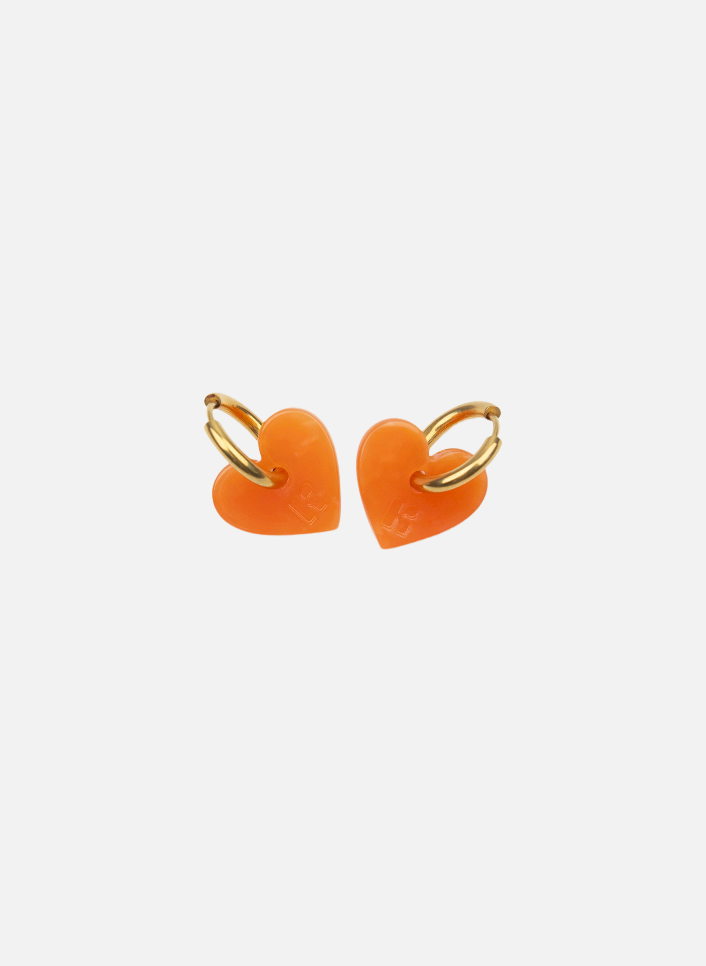 Boucles d'oreilles lova lova avec anneaux en acier inoxydable doré  Orange