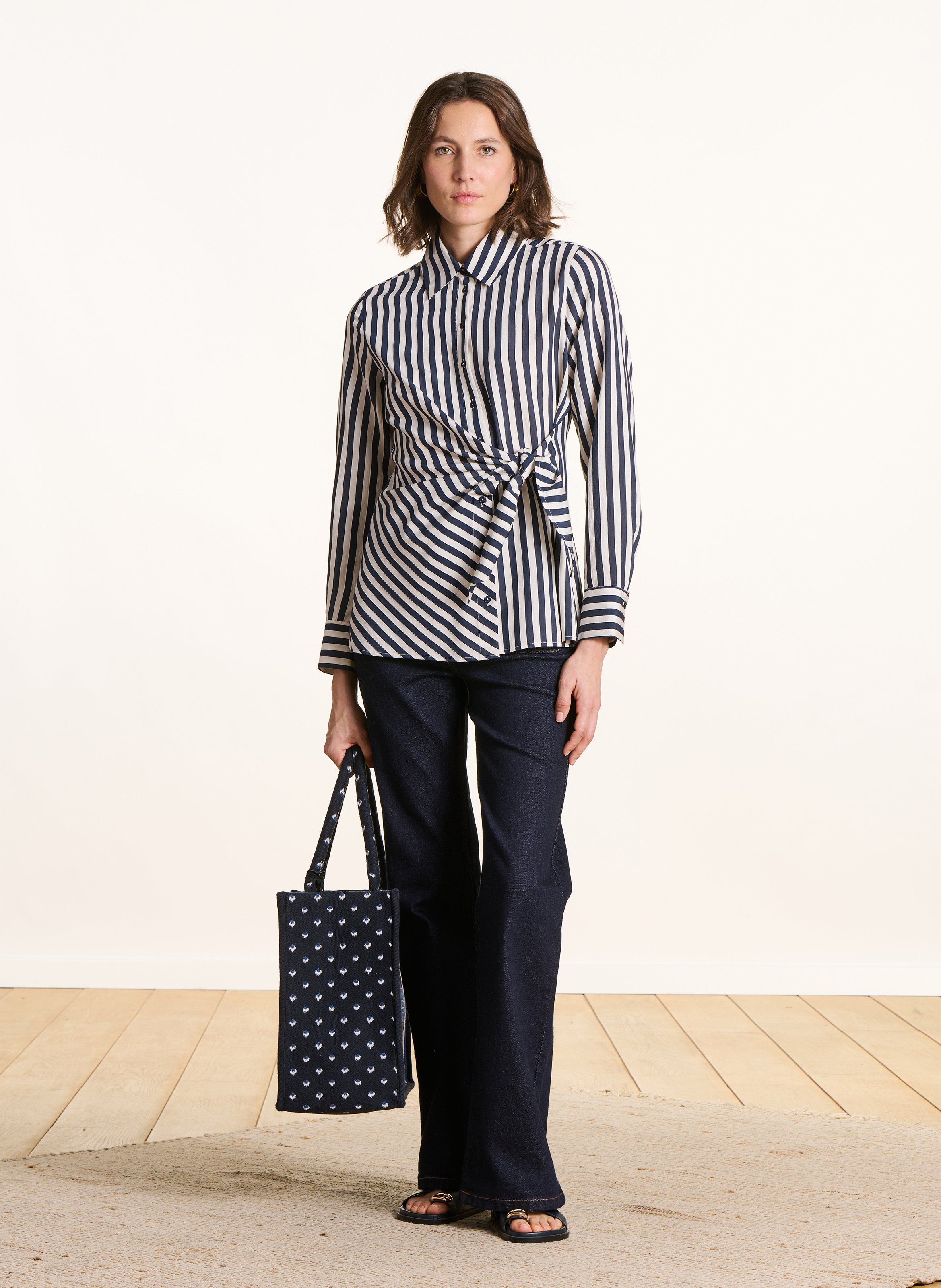 Gestreept overhemd met klassieke kraag LA FEE MARABOUTEE Blauw