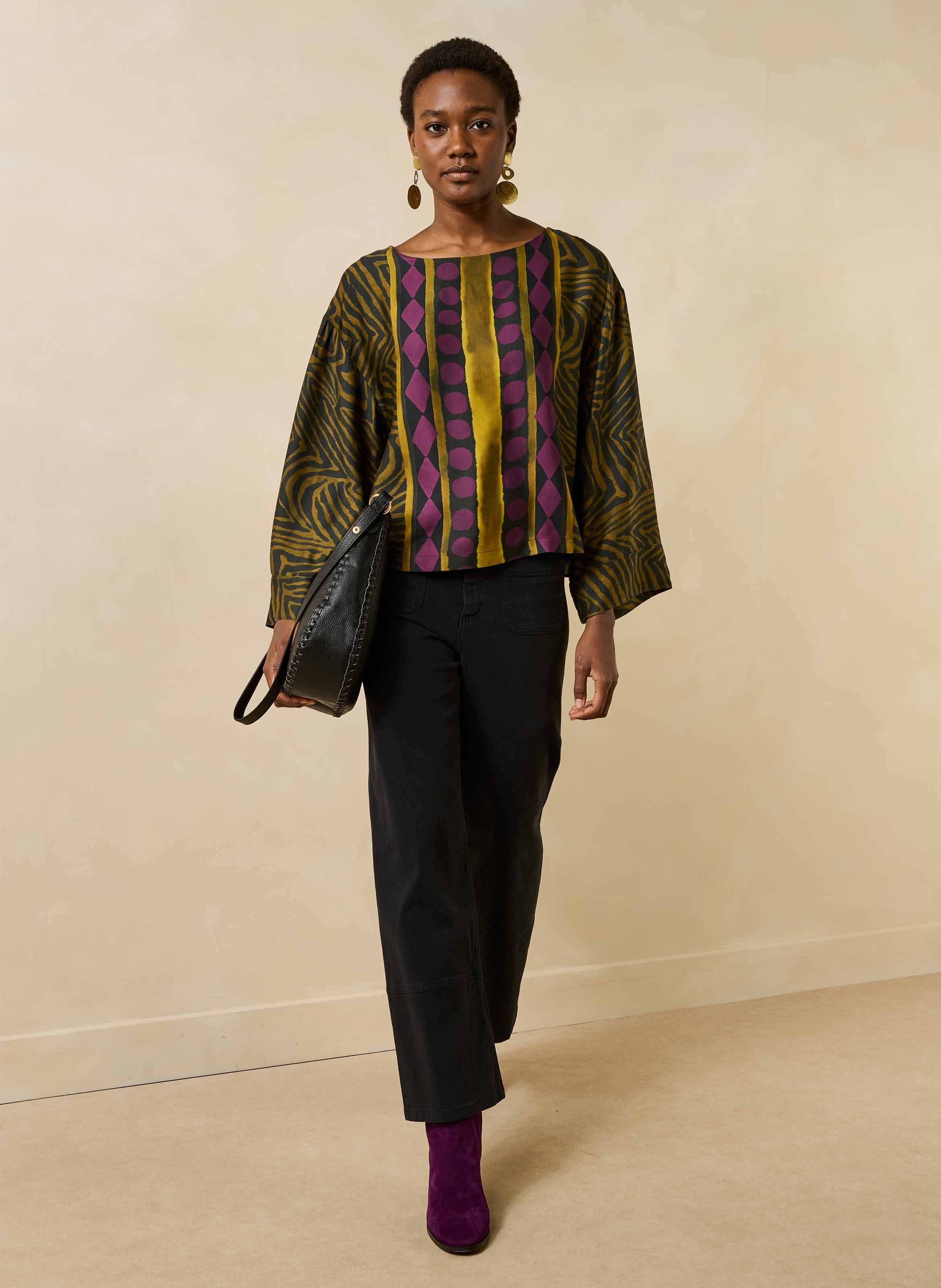 Rechte top met ronde hals en print LA FEE MARABOUTEE Veelkleurig