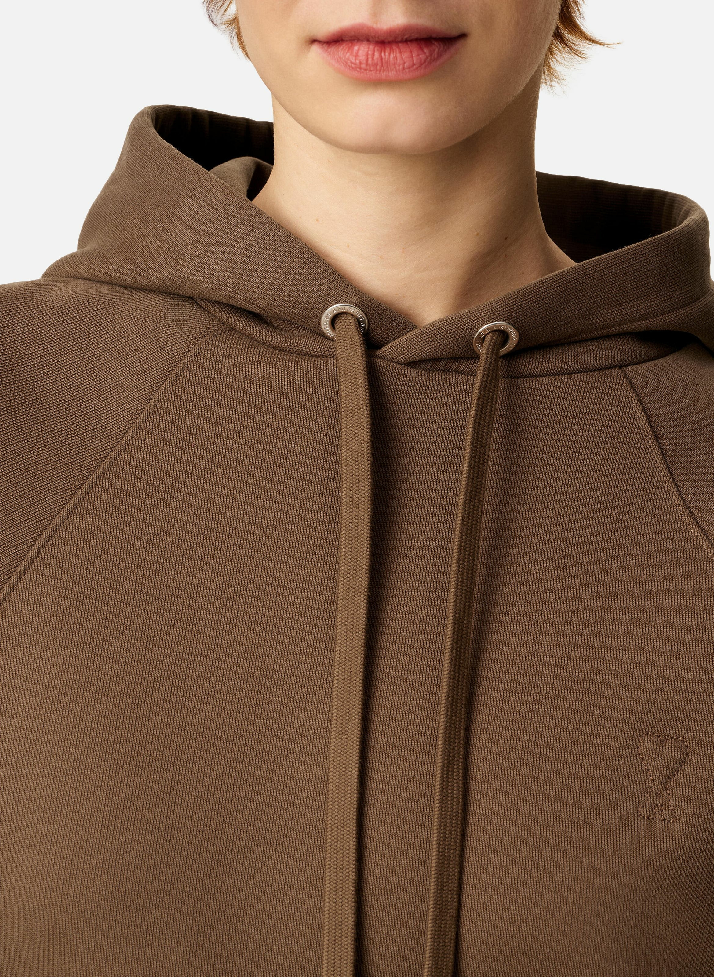 Hoodie ami de coeur en coton unisexe AMI PARIS Marron