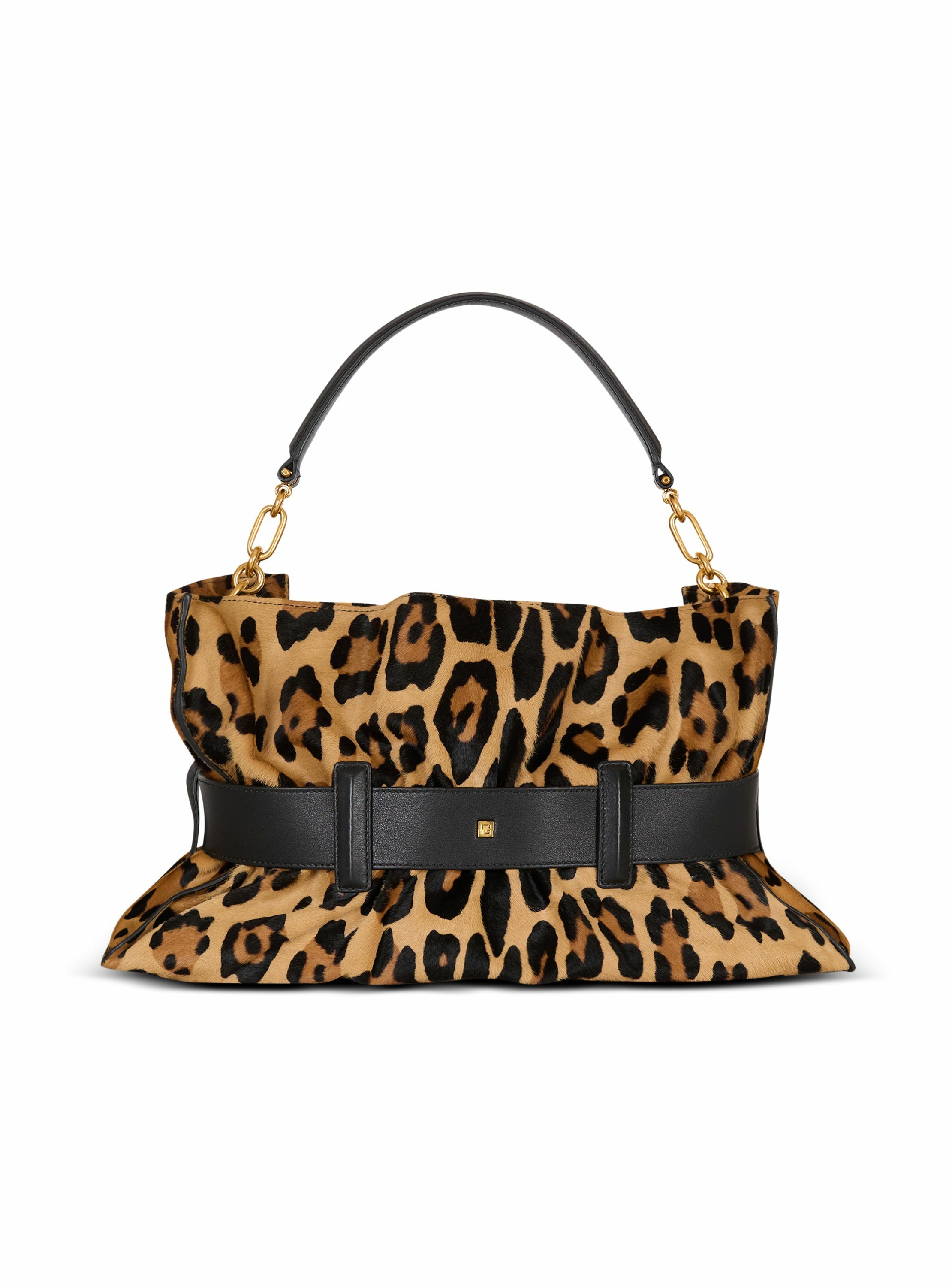 Sac anthem medium façon pony léopard BALMAIN Marron