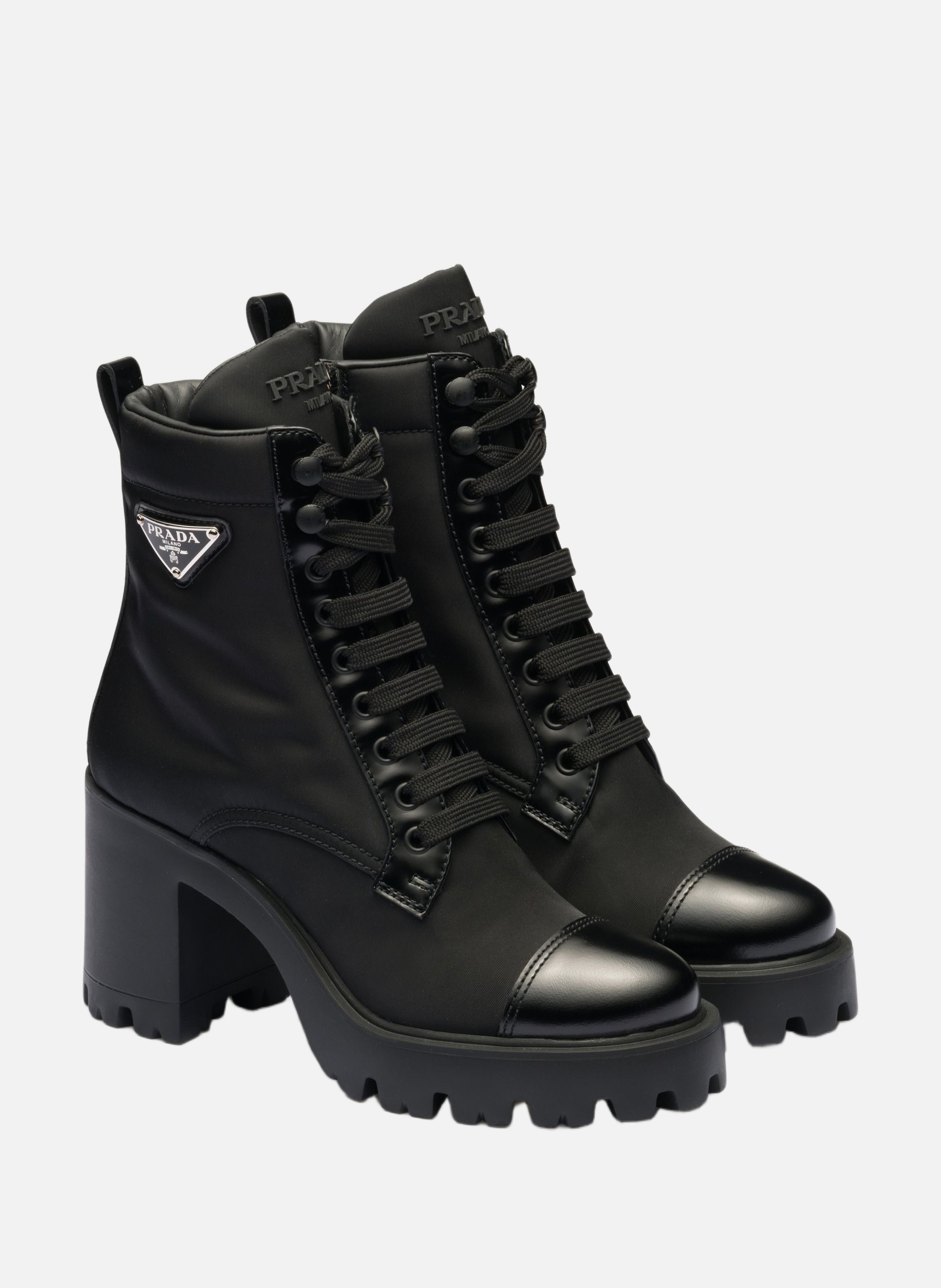Bottines en re-nylon et cuir PRADA Noir
