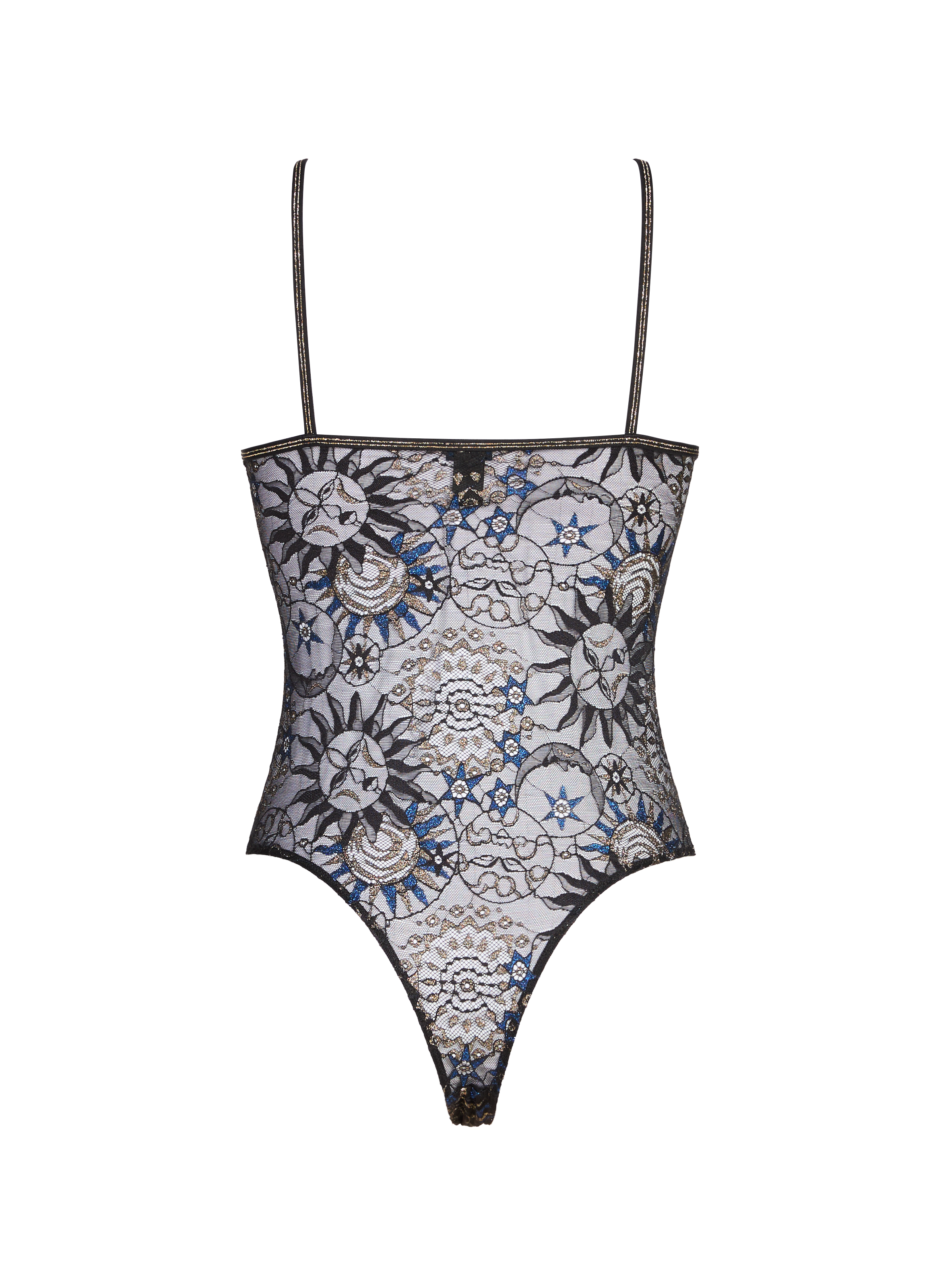 V-neck lace bodysuit LA NOUVELLE Black