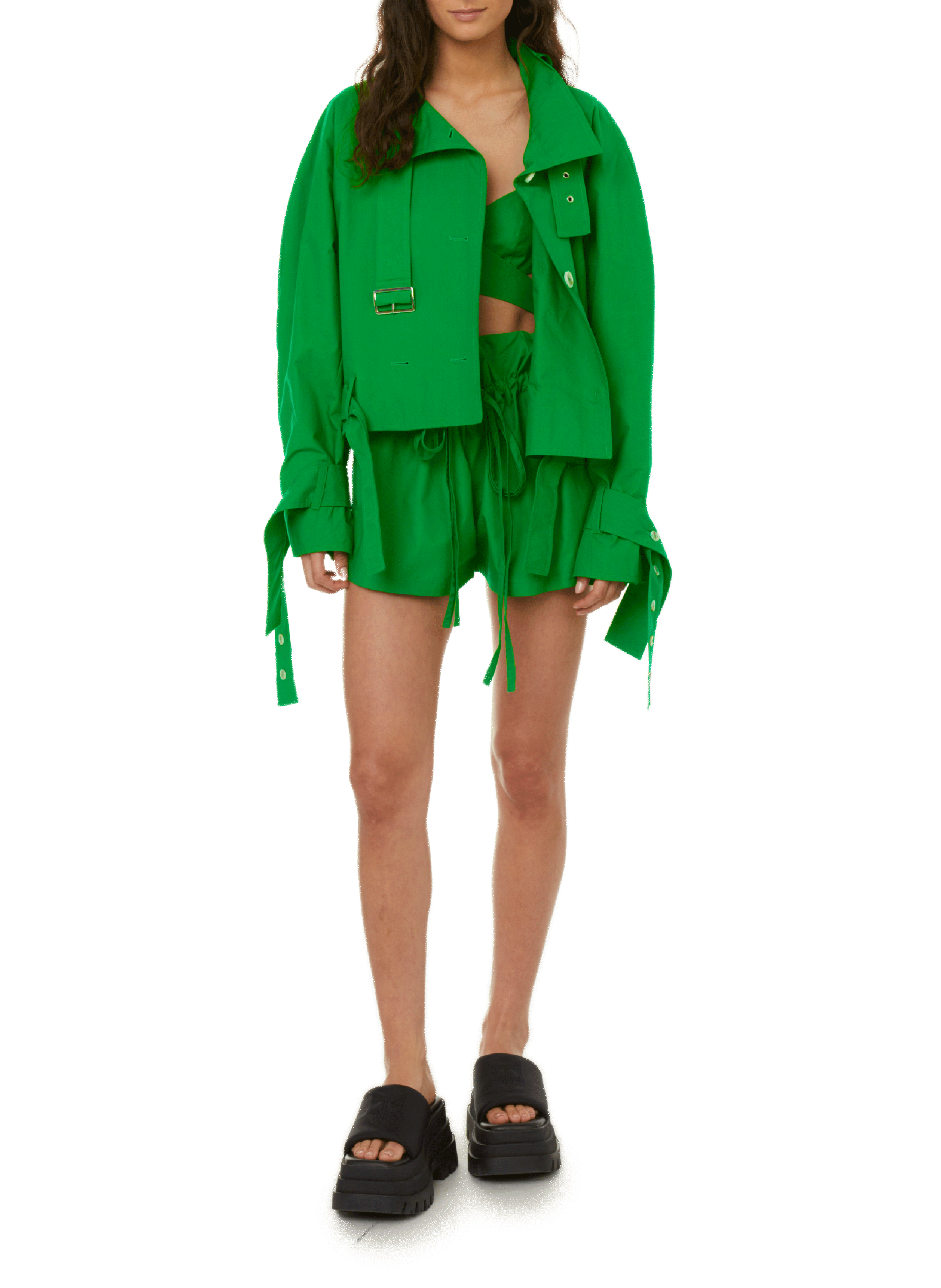Veste courte oversize en coton BENJAMIN BENMOYAL Vert