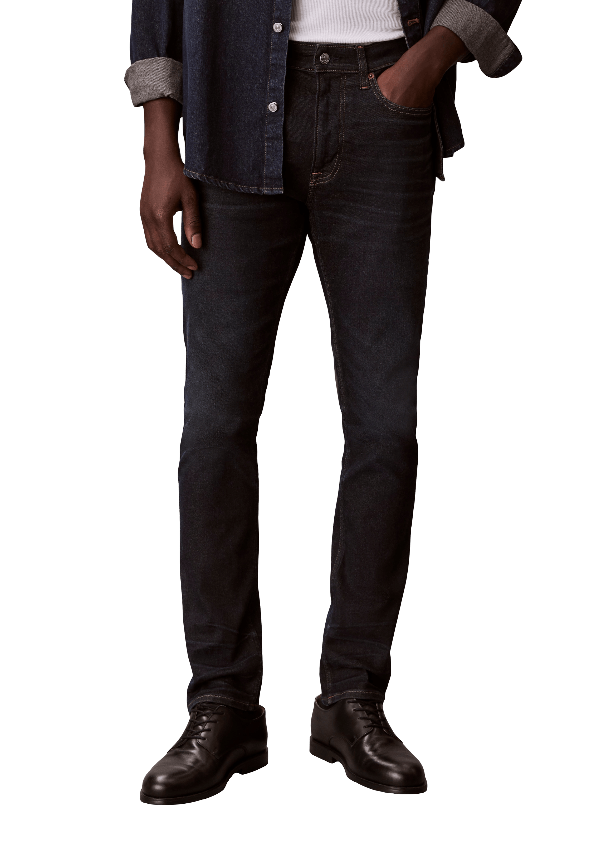 CALVIN KLEIN Jean skinny en coton mélangé Bleu