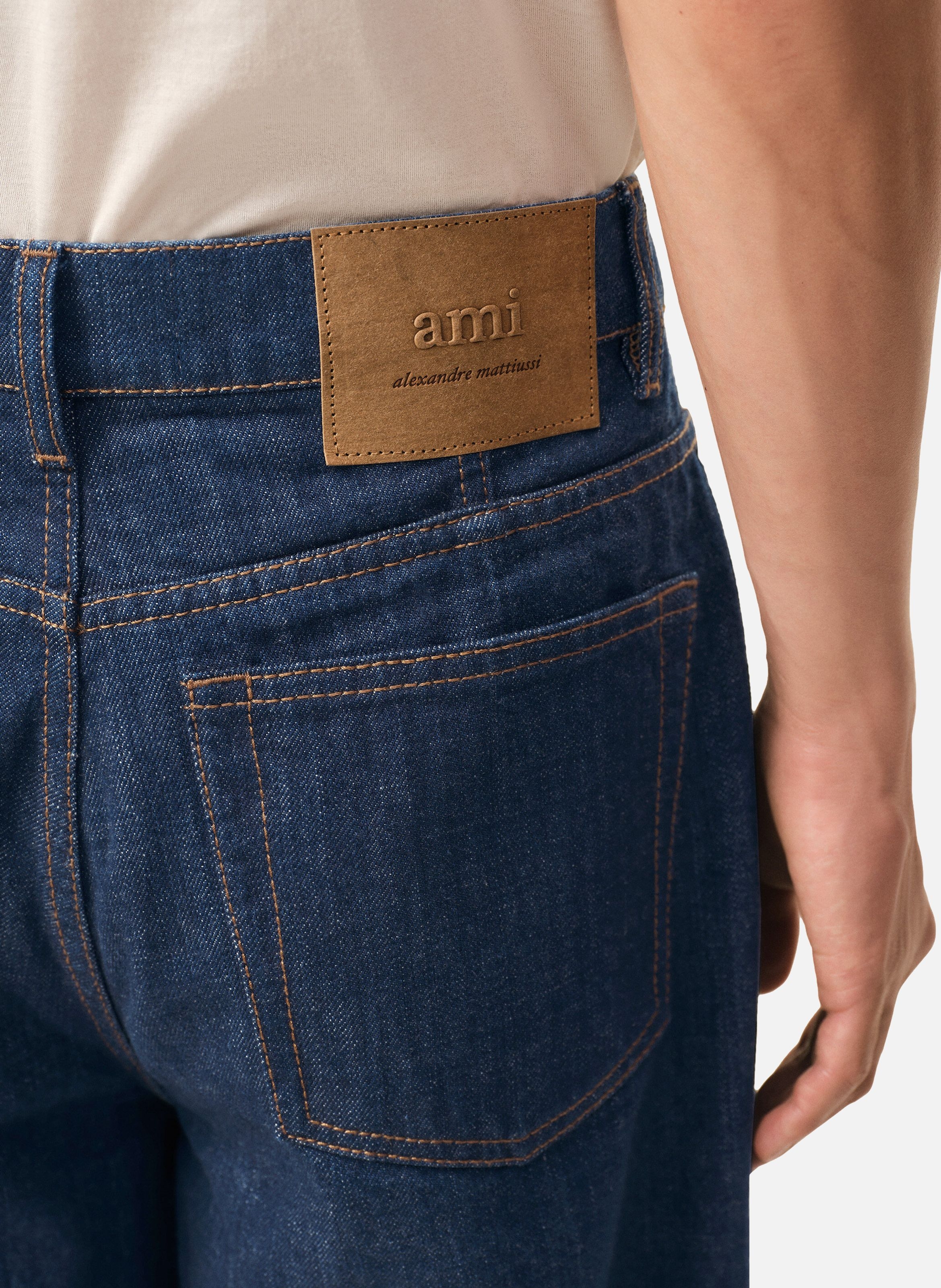 Jean coupe ballon en coton AMI PARIS Bleu