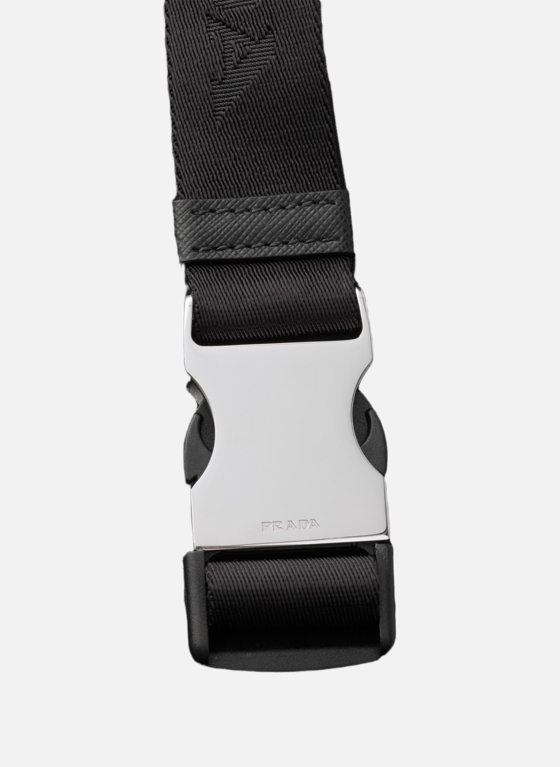 Sac porté épaule en re-nylon et cuir PRADA Noir