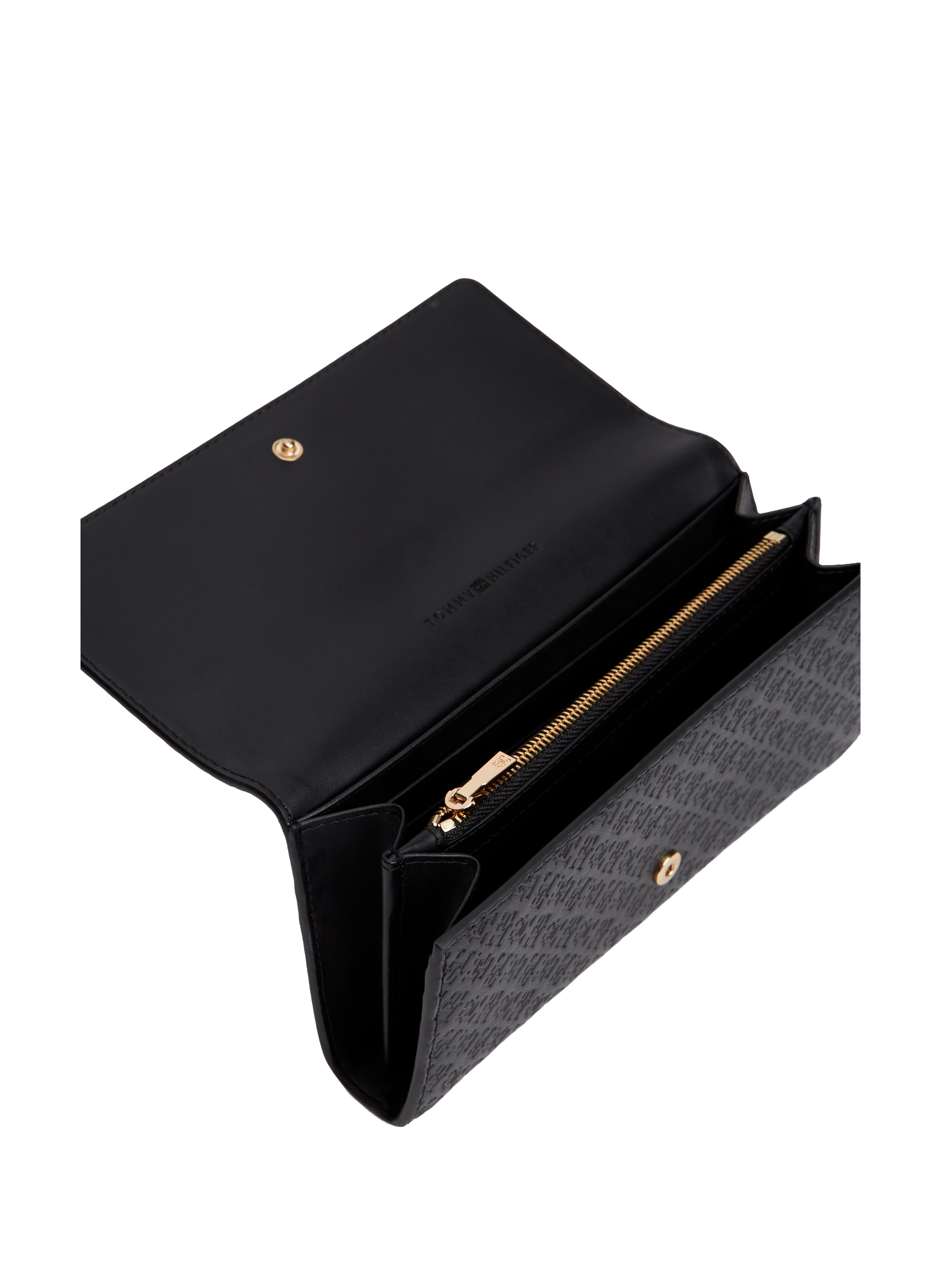 Portefeuille embossé à monogramme TOMMY HILFIGER Noir