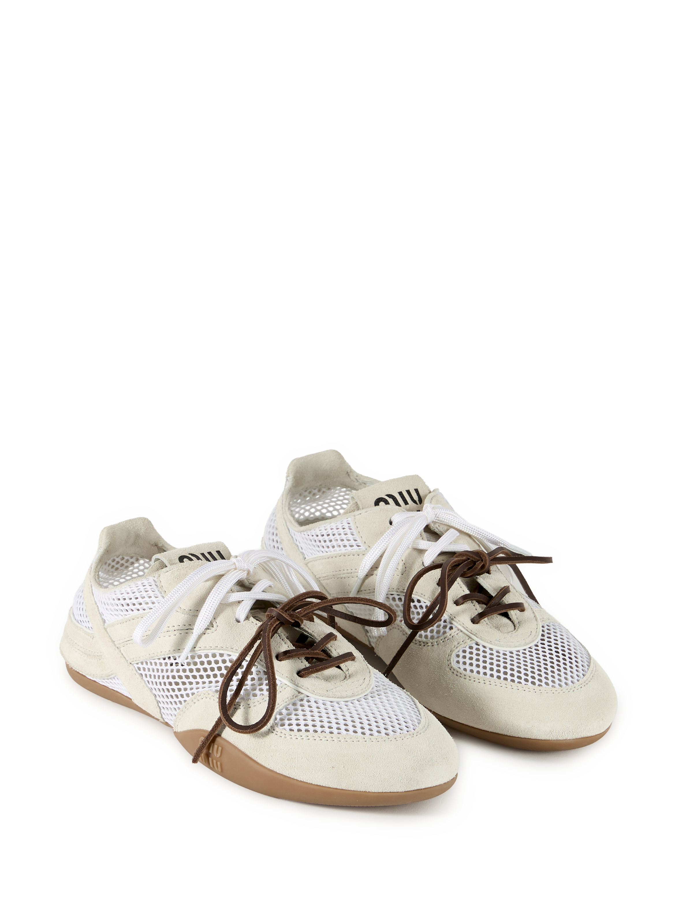 Baskets bi-matière Gymnasium avec double lacet MIU MIU Blanc