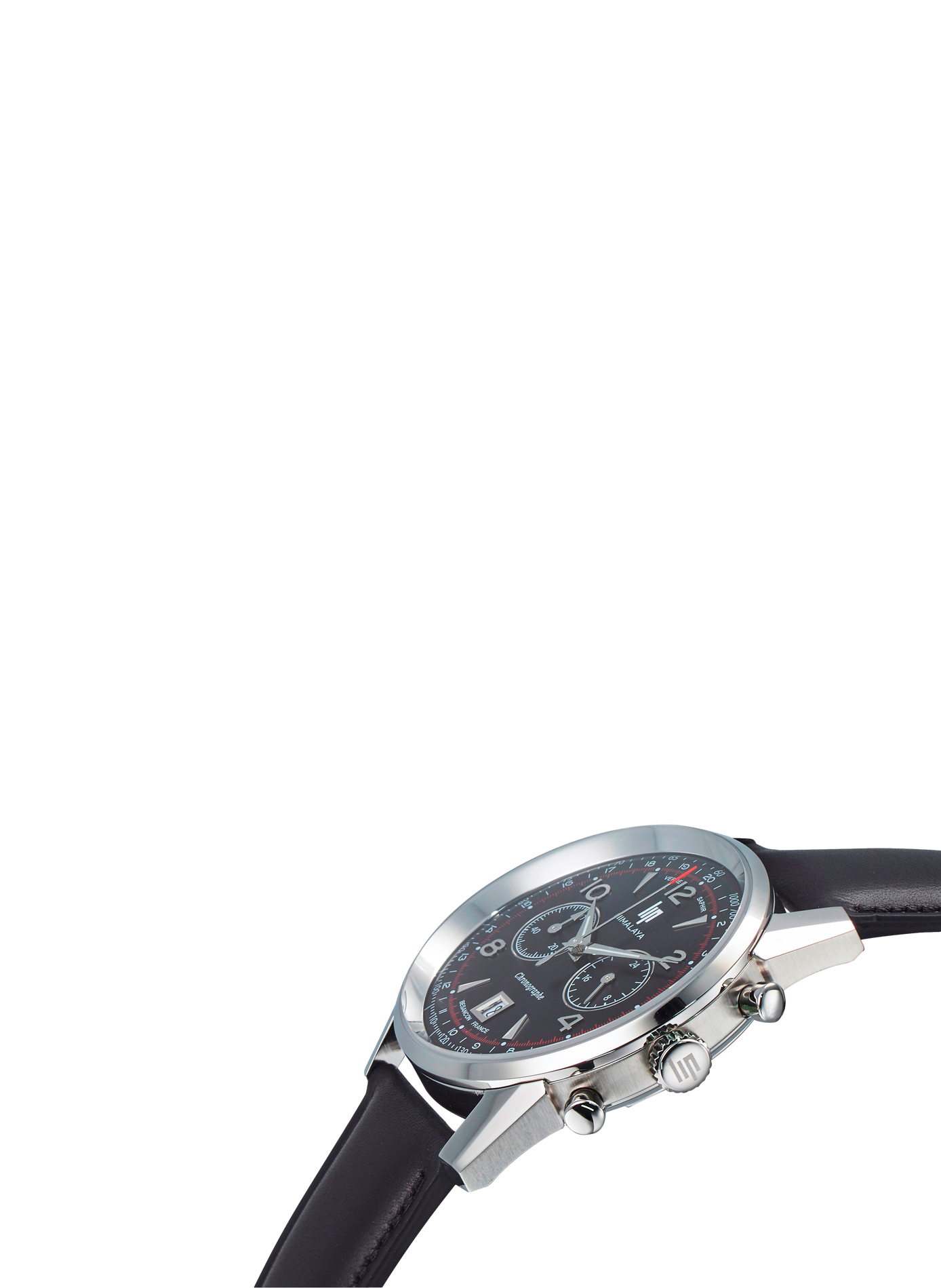 Montre quartz chrono bracelet en cuir LIP Noir