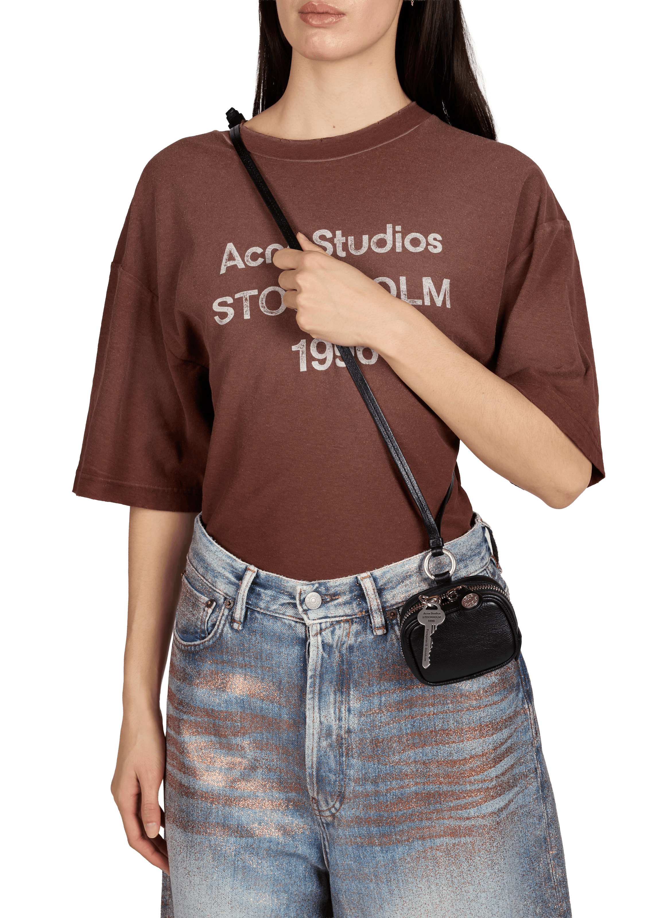 Porte monnaie Camero Clip en cuir grainé mélangé ACNE STUDIOS Noir