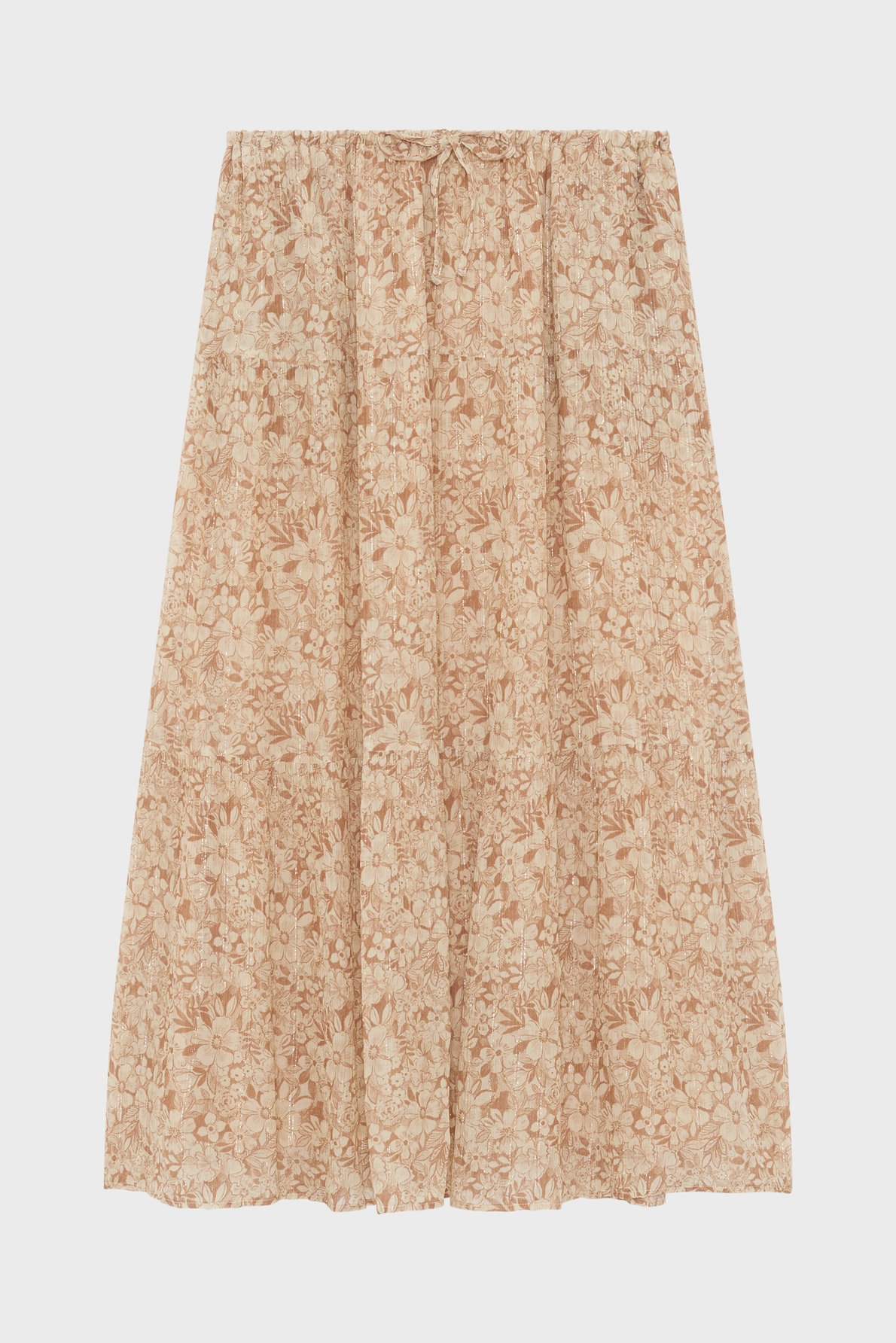 Jupe midi à fleurs et lurex - nahlae PABLO Beige