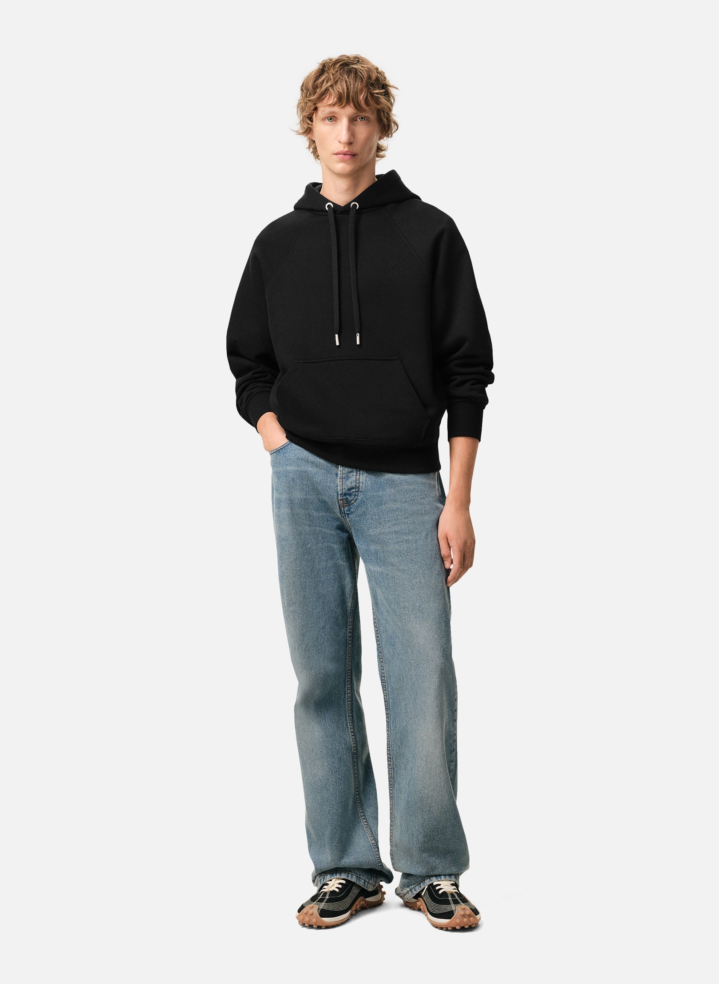 Hoodie Ami De Coeur En Coton unisexe AMI PARIS Noir