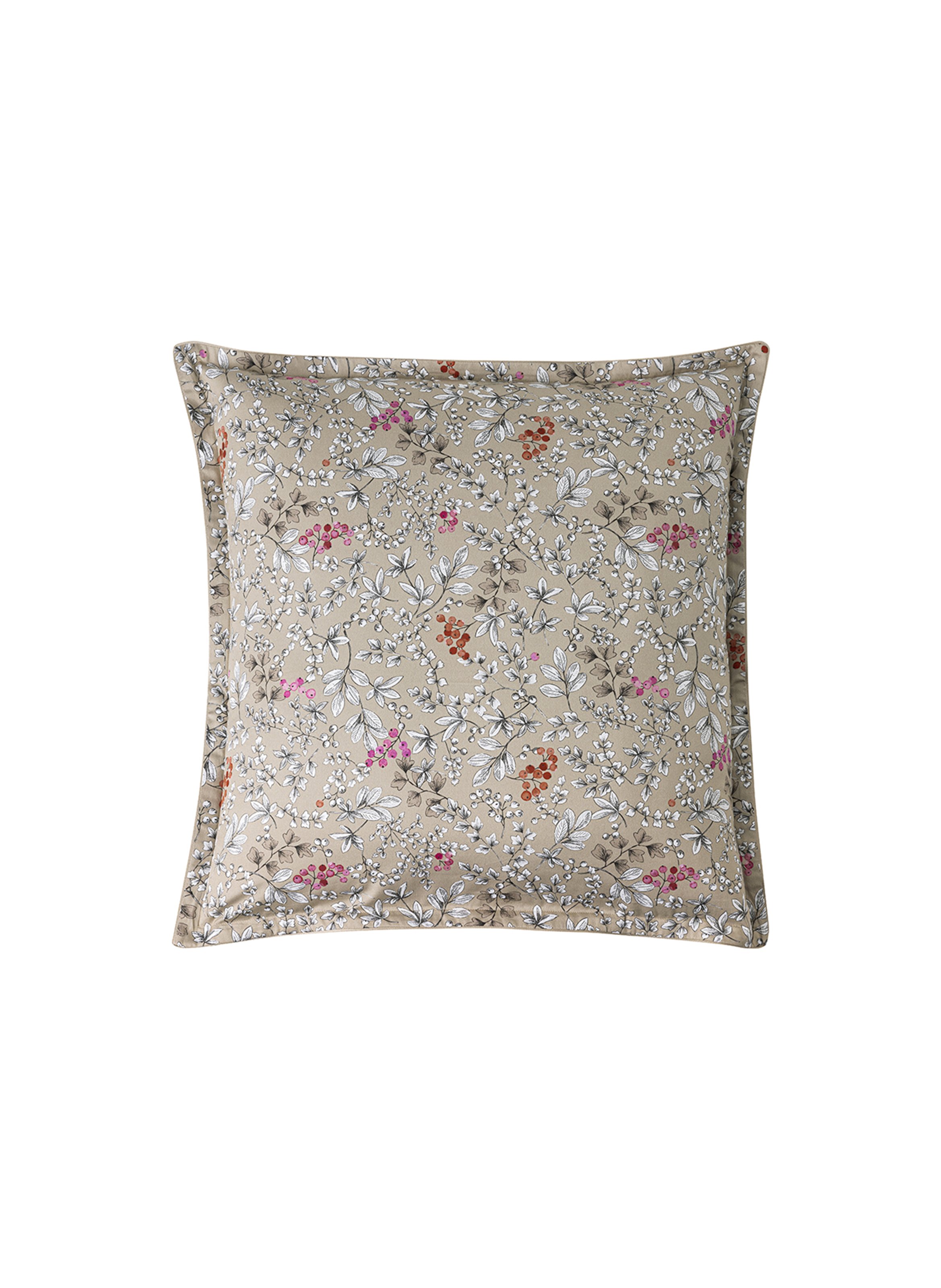 Taie d'oreiller imprimée en satin de coton bio, cueillette ALEXANDRE TURPAULT Beige