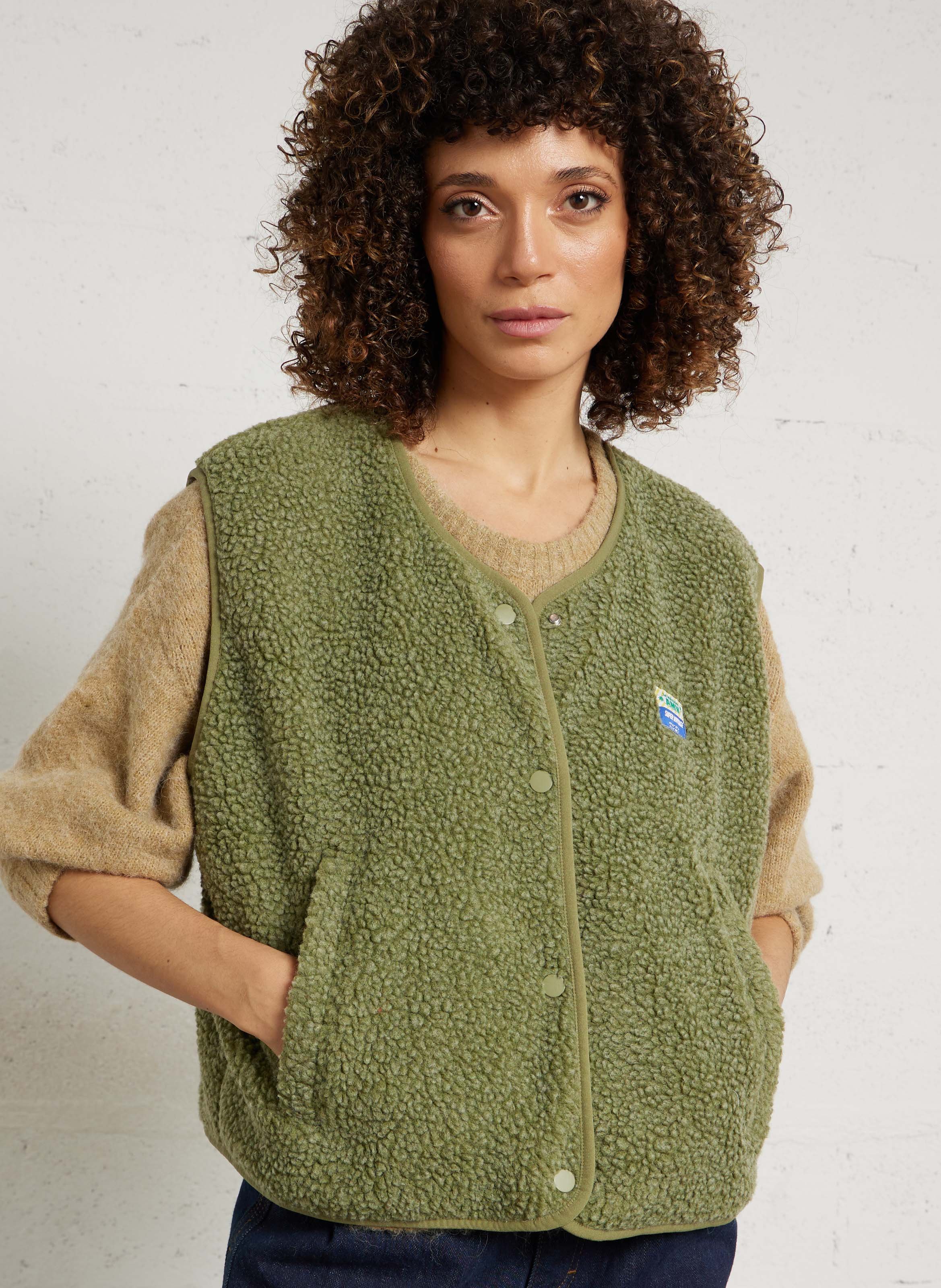 Gilet col rond molletonné sans manches hoktown  Rive chine