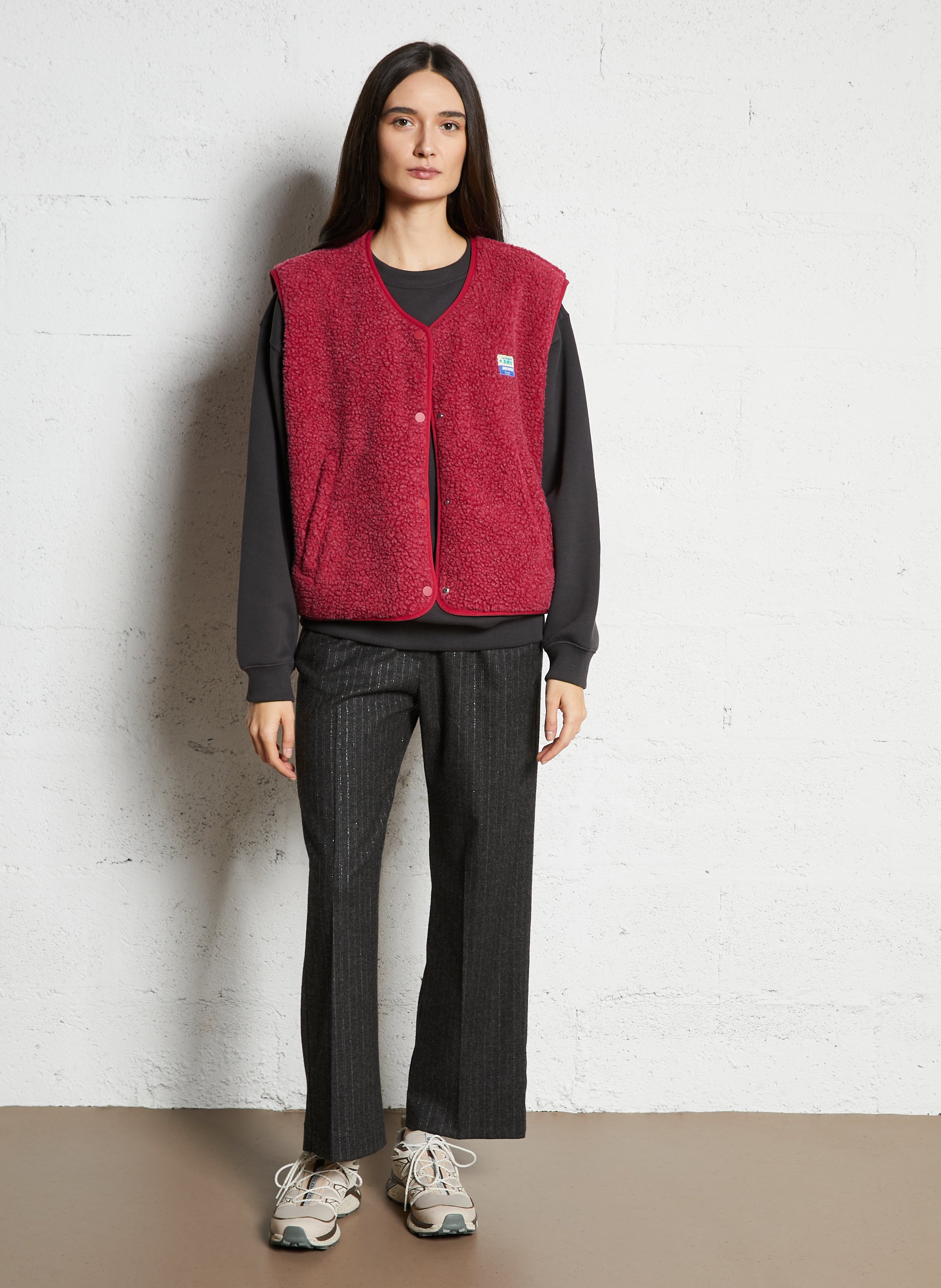 Gilet col rond molletonné sans manches hoktown AMERICAN VINTAGE Rouge