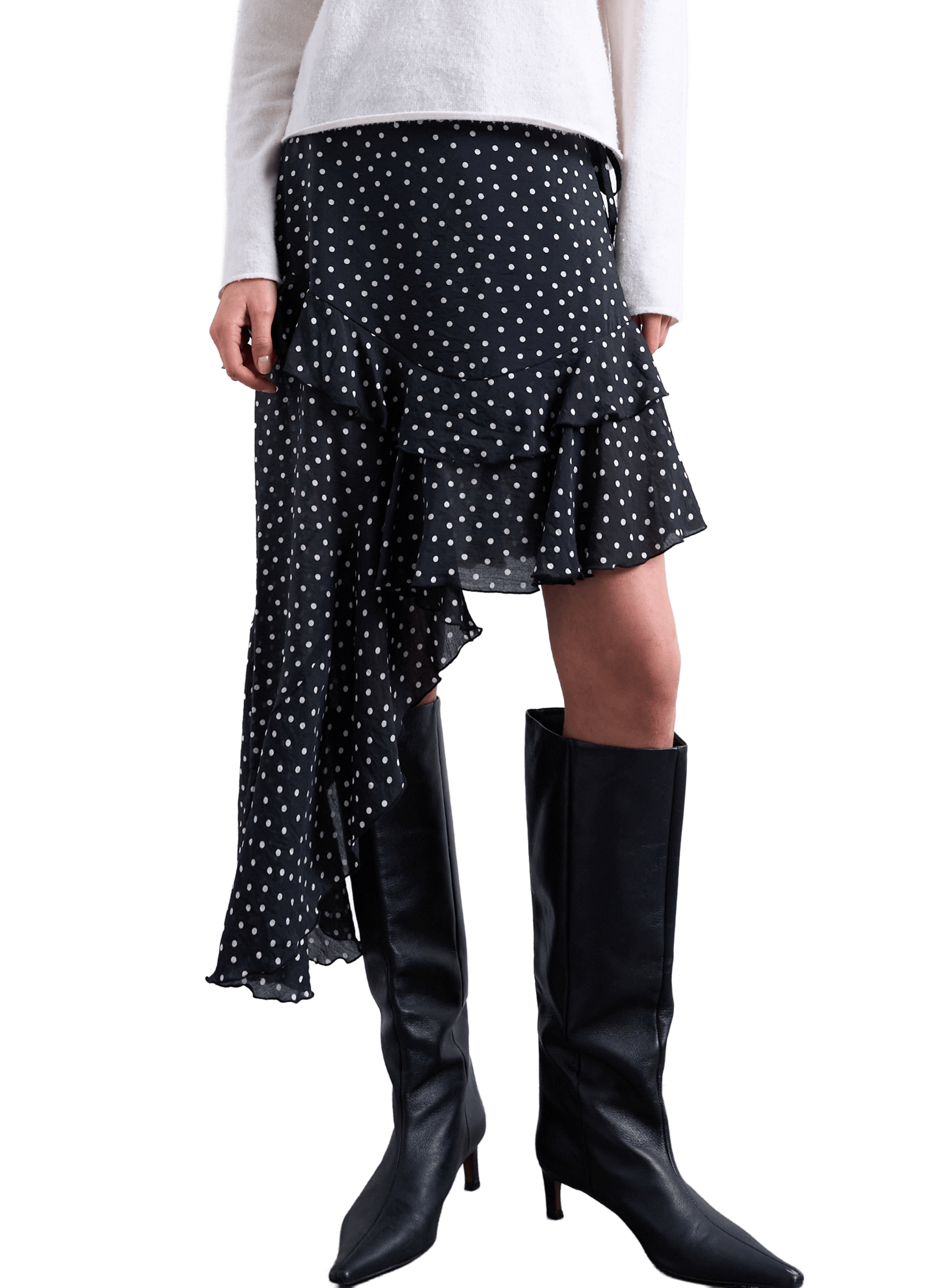 Short asymmetric skirt with pattern TOPSHOP Black