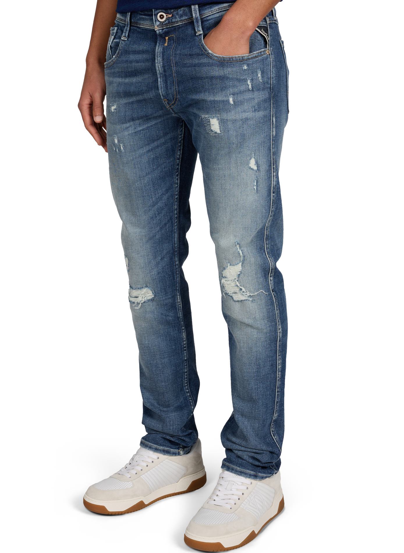 Ripped jeans in blended cotton REPLAY Blue