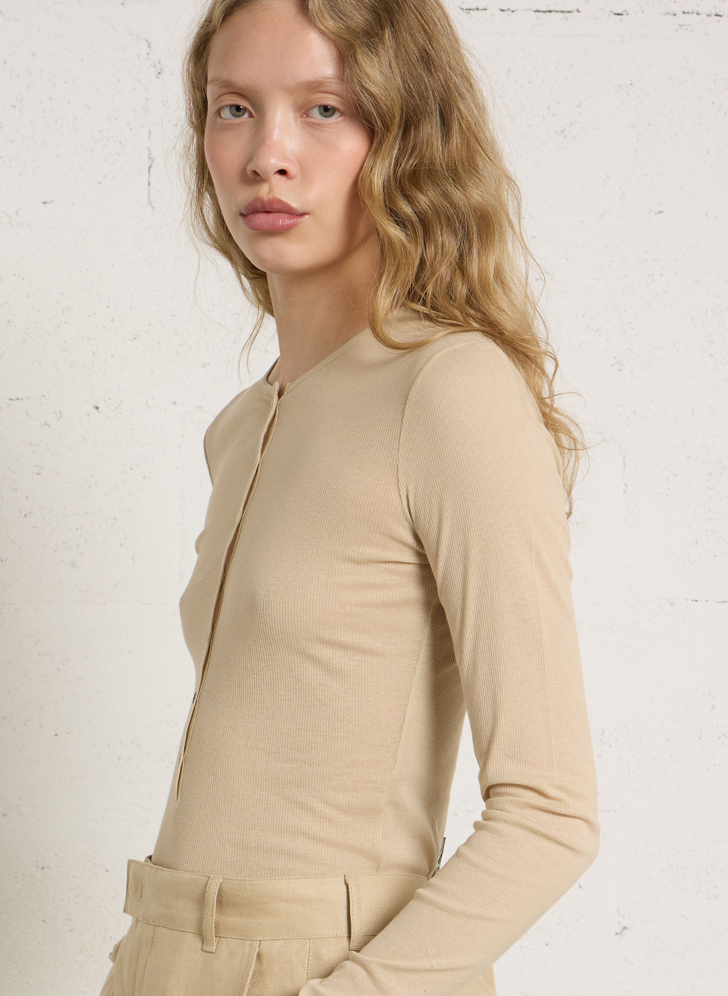 T-shirt droit col rond en coton bio isabella SOEUR Beige
