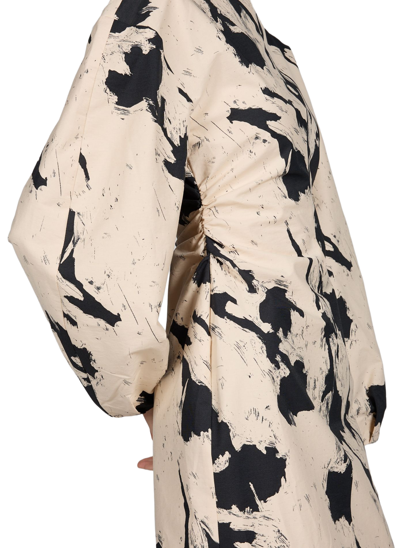 Bedrucktes Kleid mit Ballonärmeln aus Baumwollmischung TOPSHOP Schwarz
