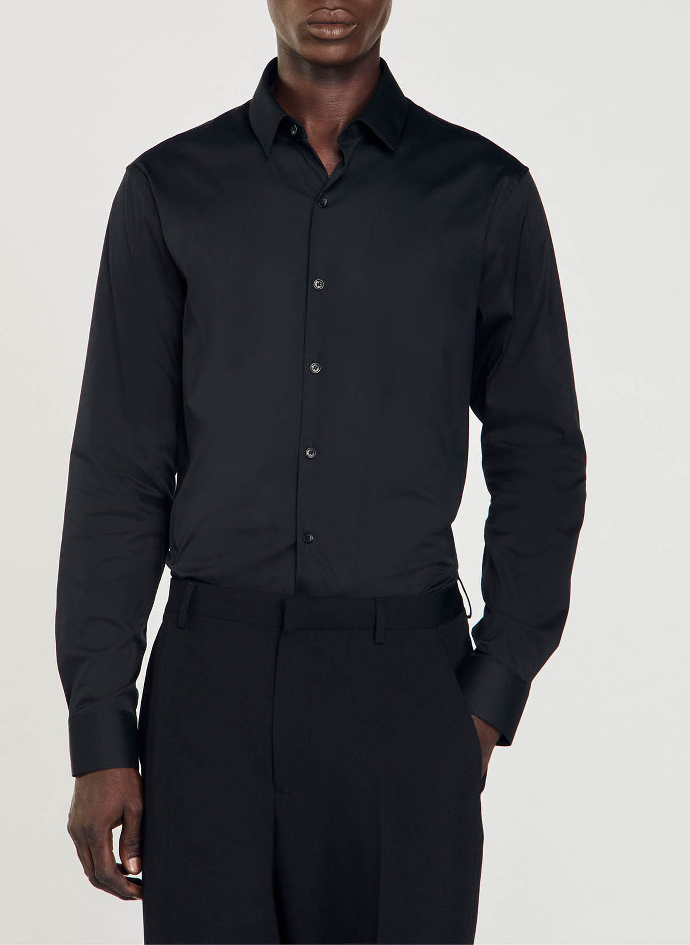 Chemise slim-fit en coton stretch SANDRO Noir
