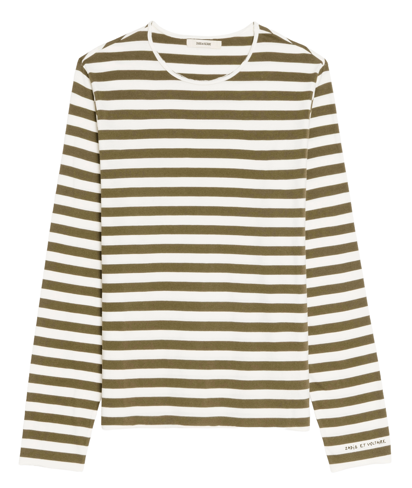 Tee-shirt droit col rond rayé en coton timo ZADIG&VOLTAIRE Vert