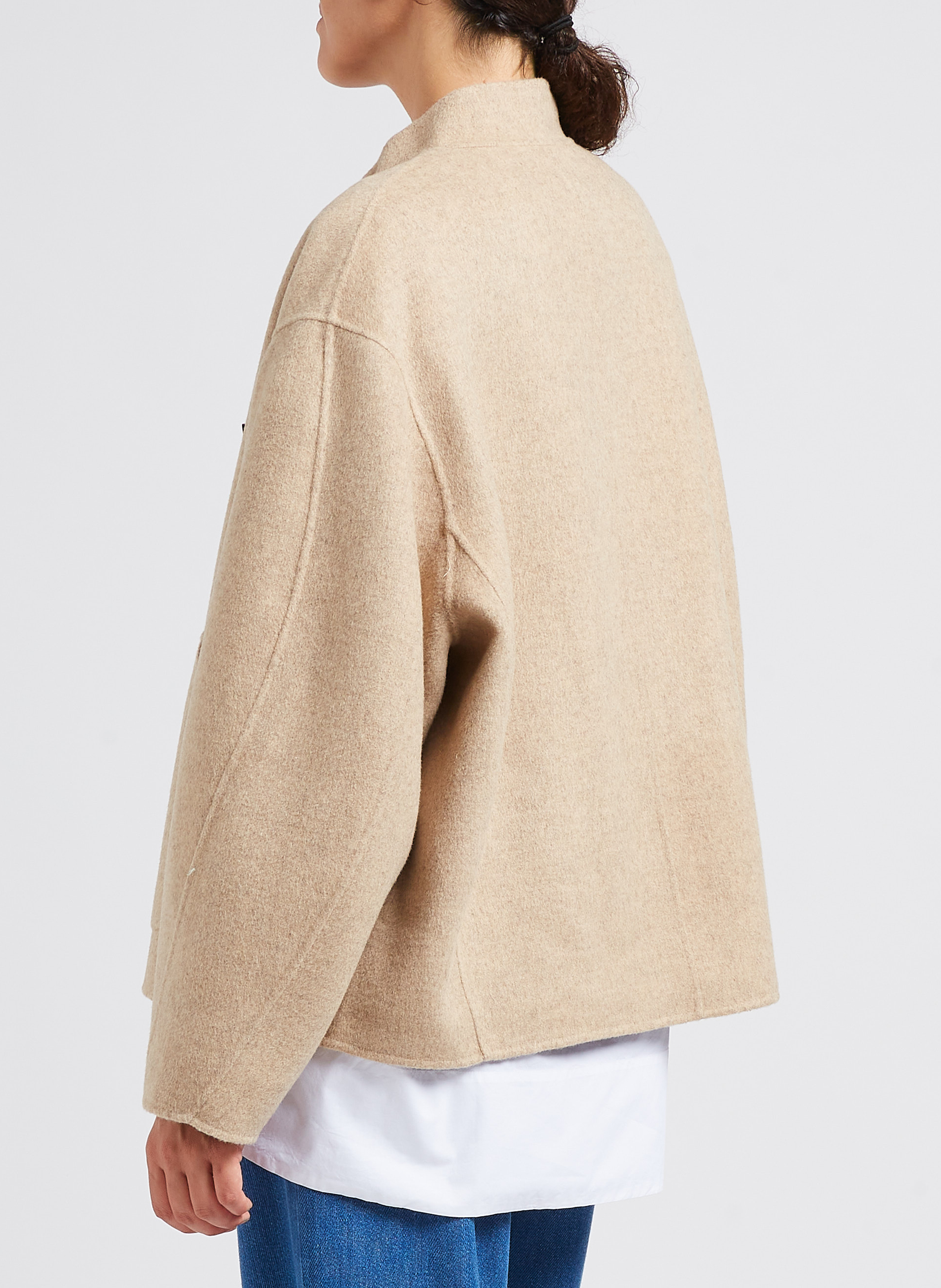 Manteau col rond en laine mélangée windsor SOEUR Beige