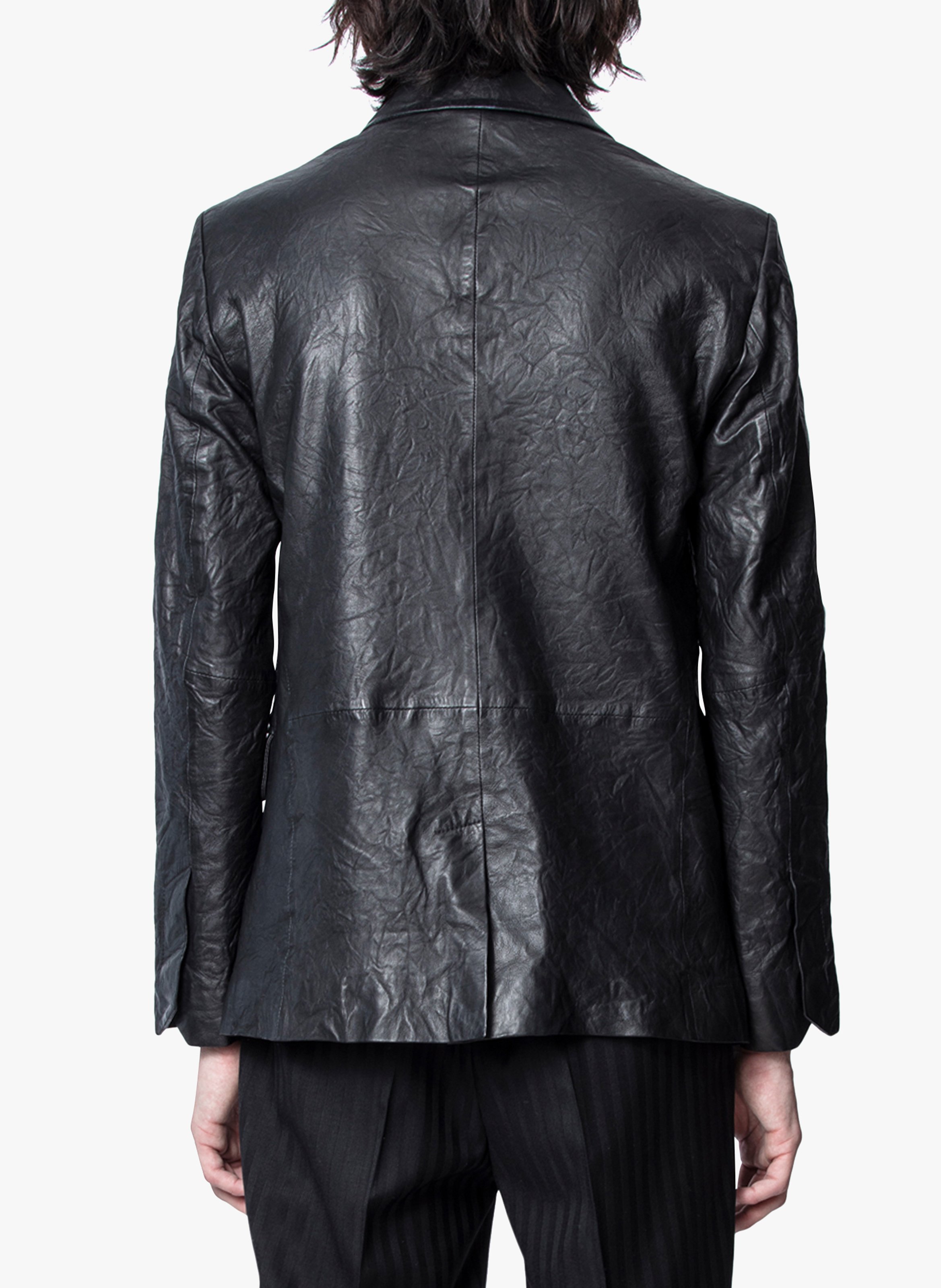 Veste col tailleur en cuir froissé valfried ZADIG&VOLTAIRE Zwart
