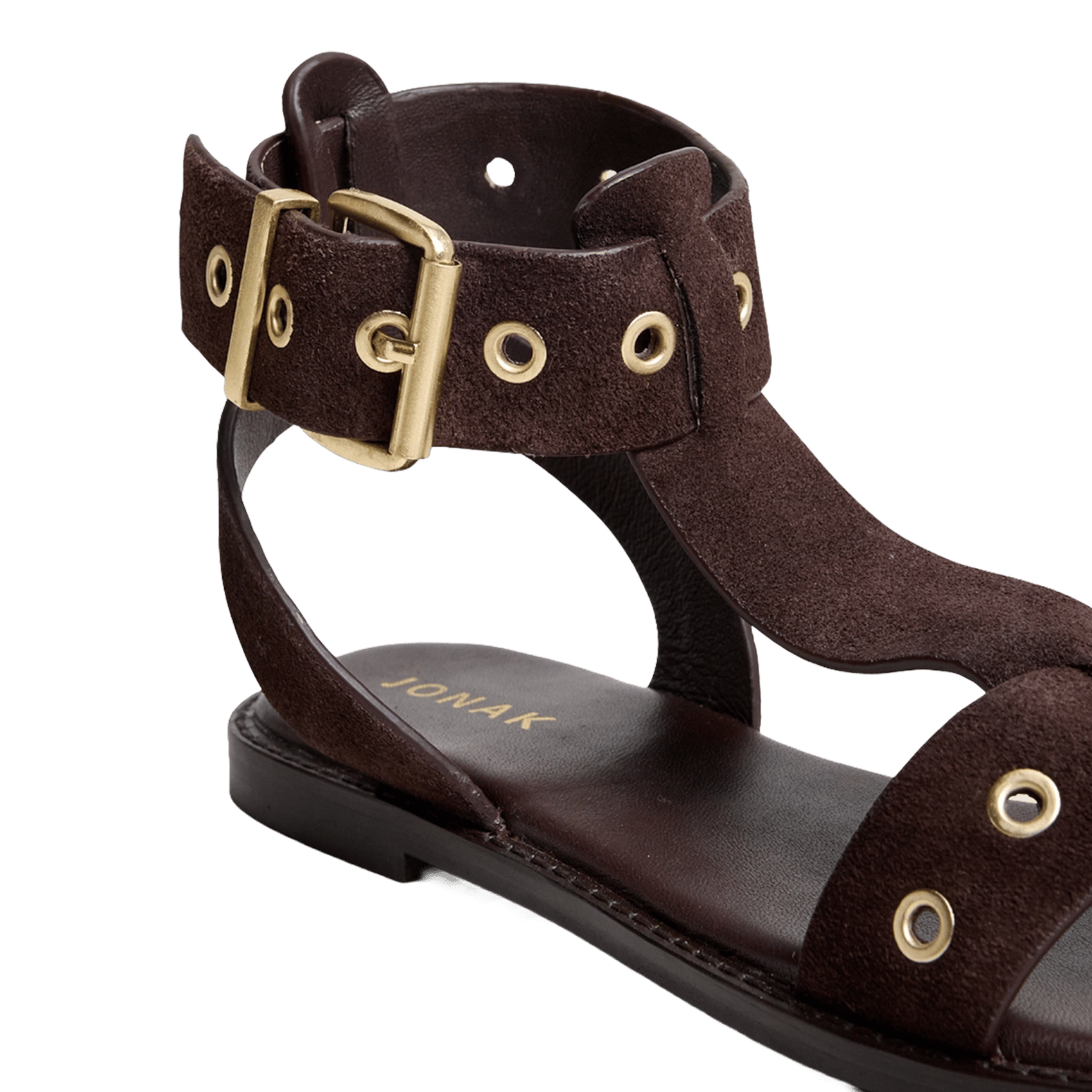 Sandales plates en cuir velours wizz JONAK Marron