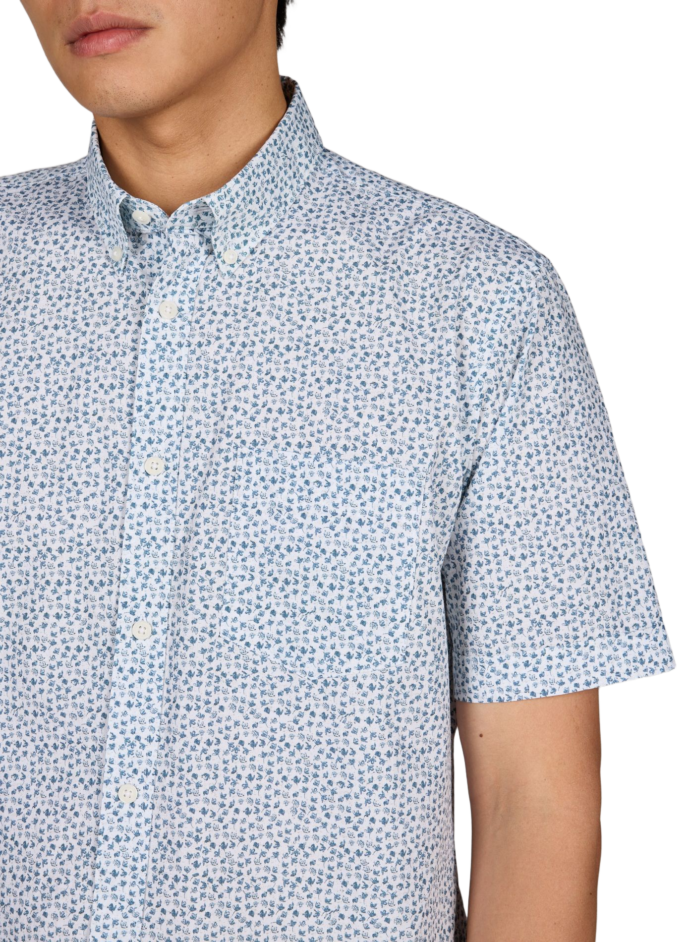 Chemise manches courtes à motif fleuri en coton PIERRE CARDIN Multicolore