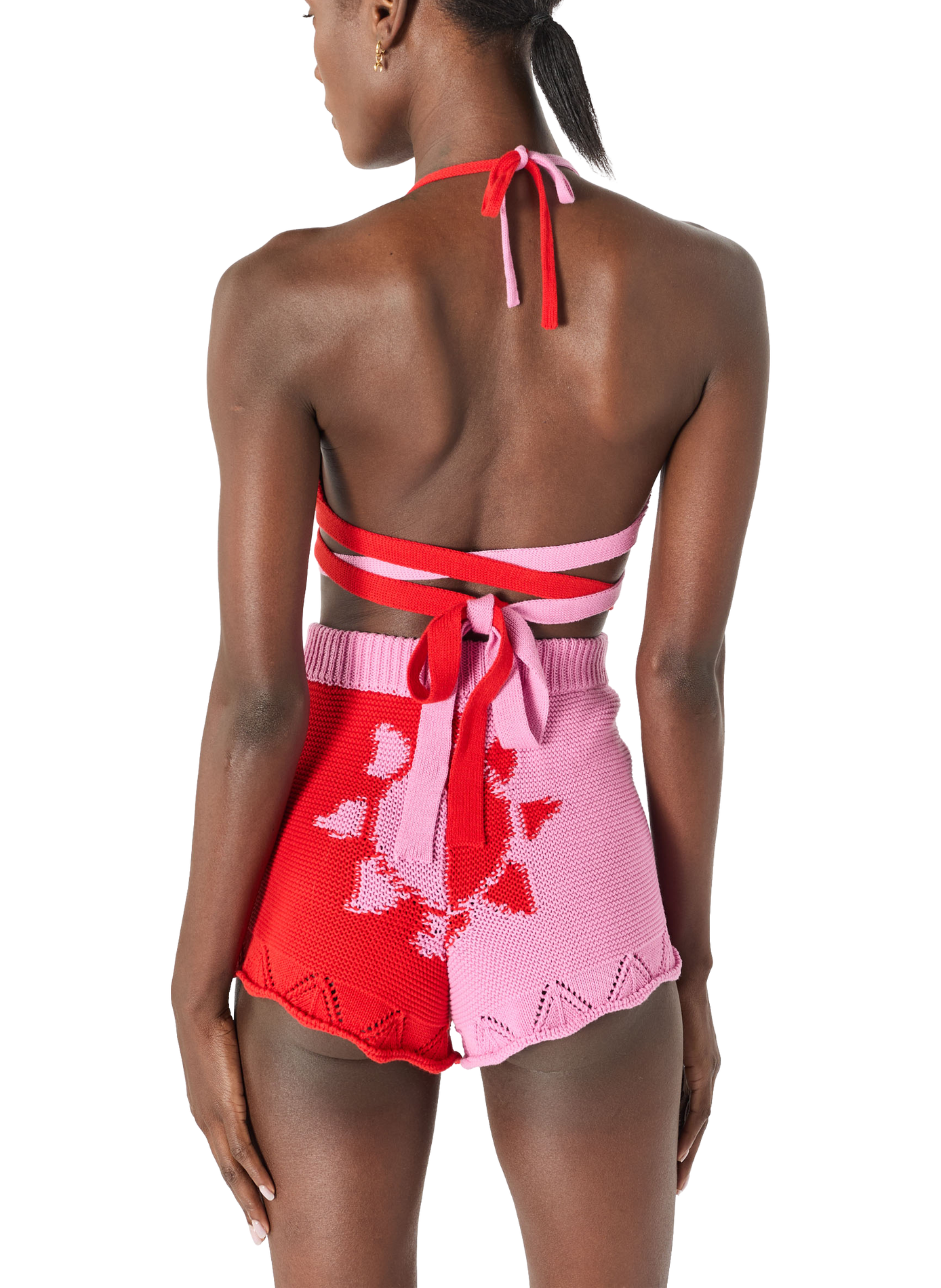 Crochet knit moon mini shorts MARINE SERRE Red