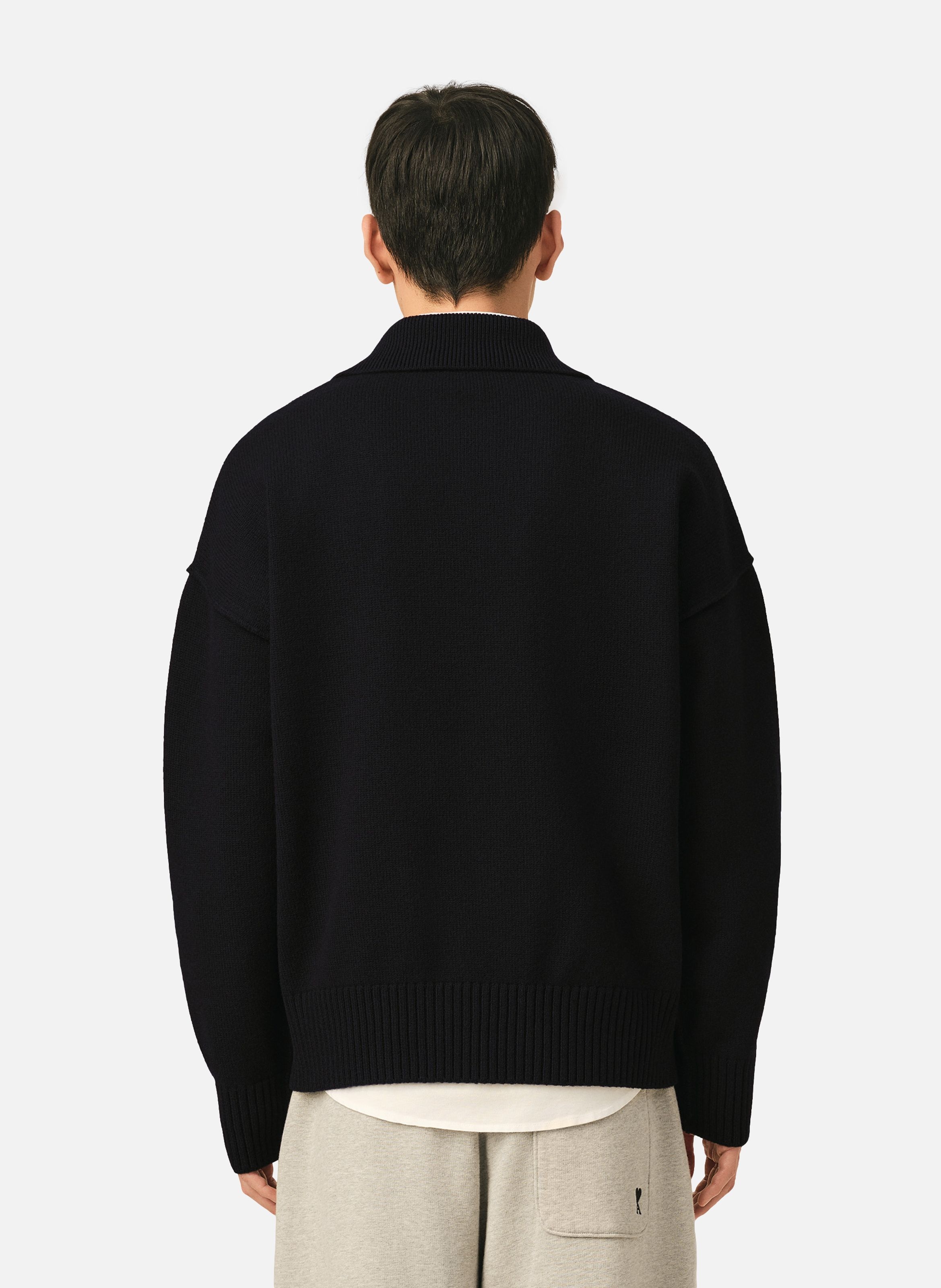 Polo unisexe en laine ami de coeur AMI PARIS Noir