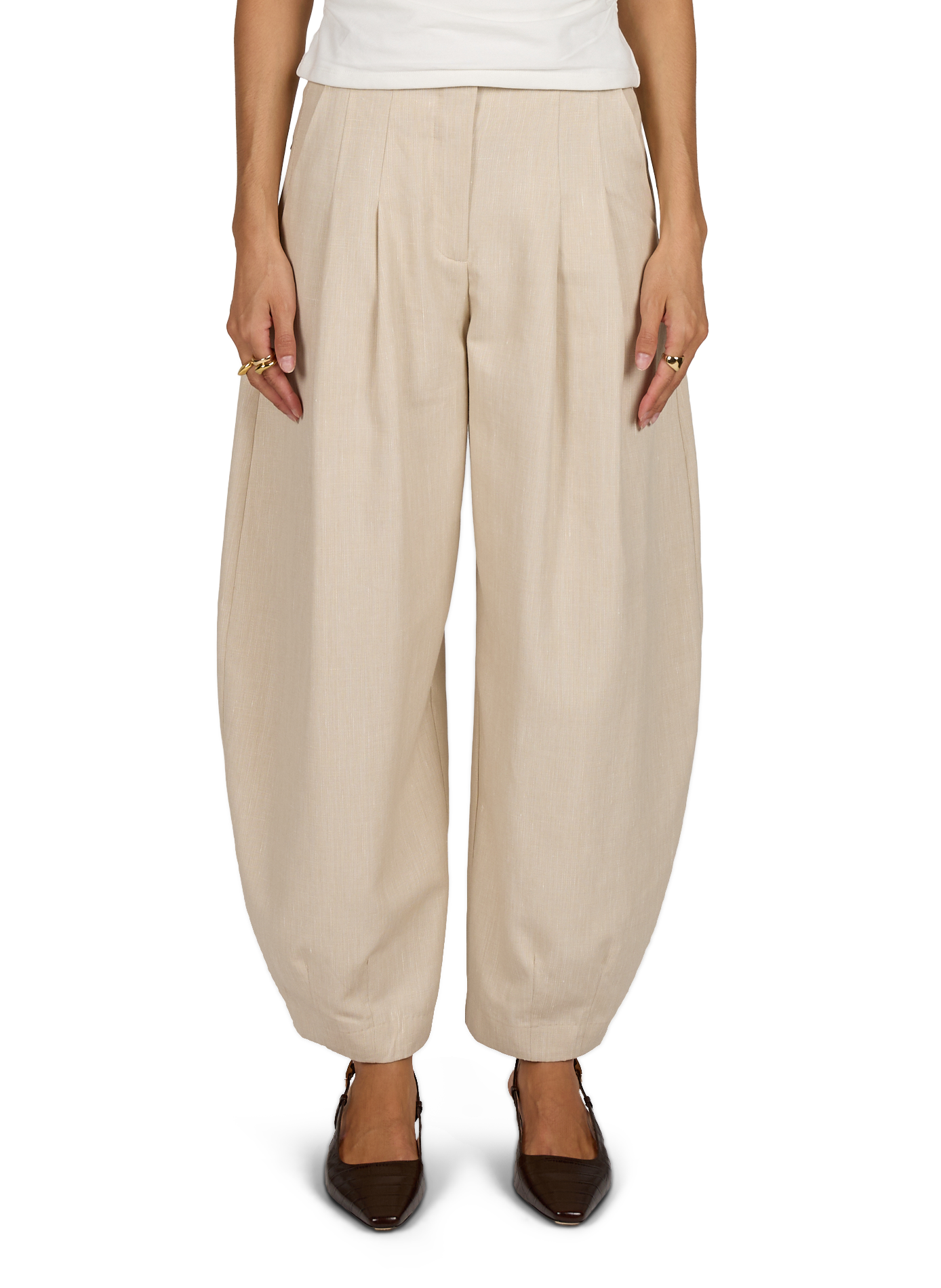 Pantalon ballon taille haute TOPSHOP Beige