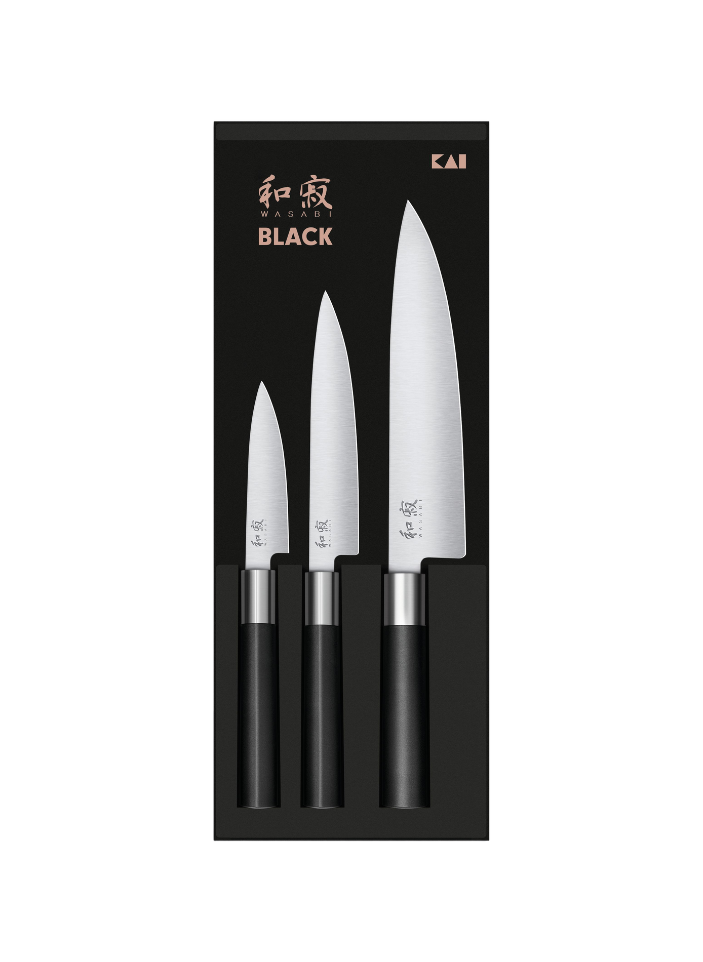 Set di 3 coltelli Wasabi Black in acciaio inossidabile KAI Nessun colore