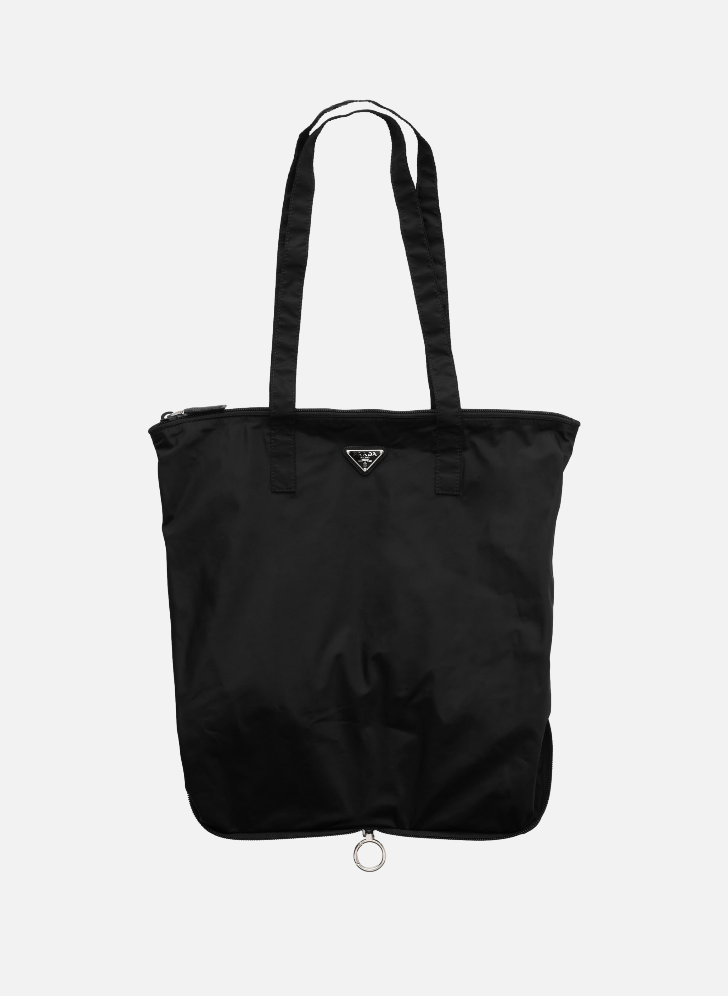 Pendentif en cuir saffiano avec sac cabas en re-ny PRADA Noir