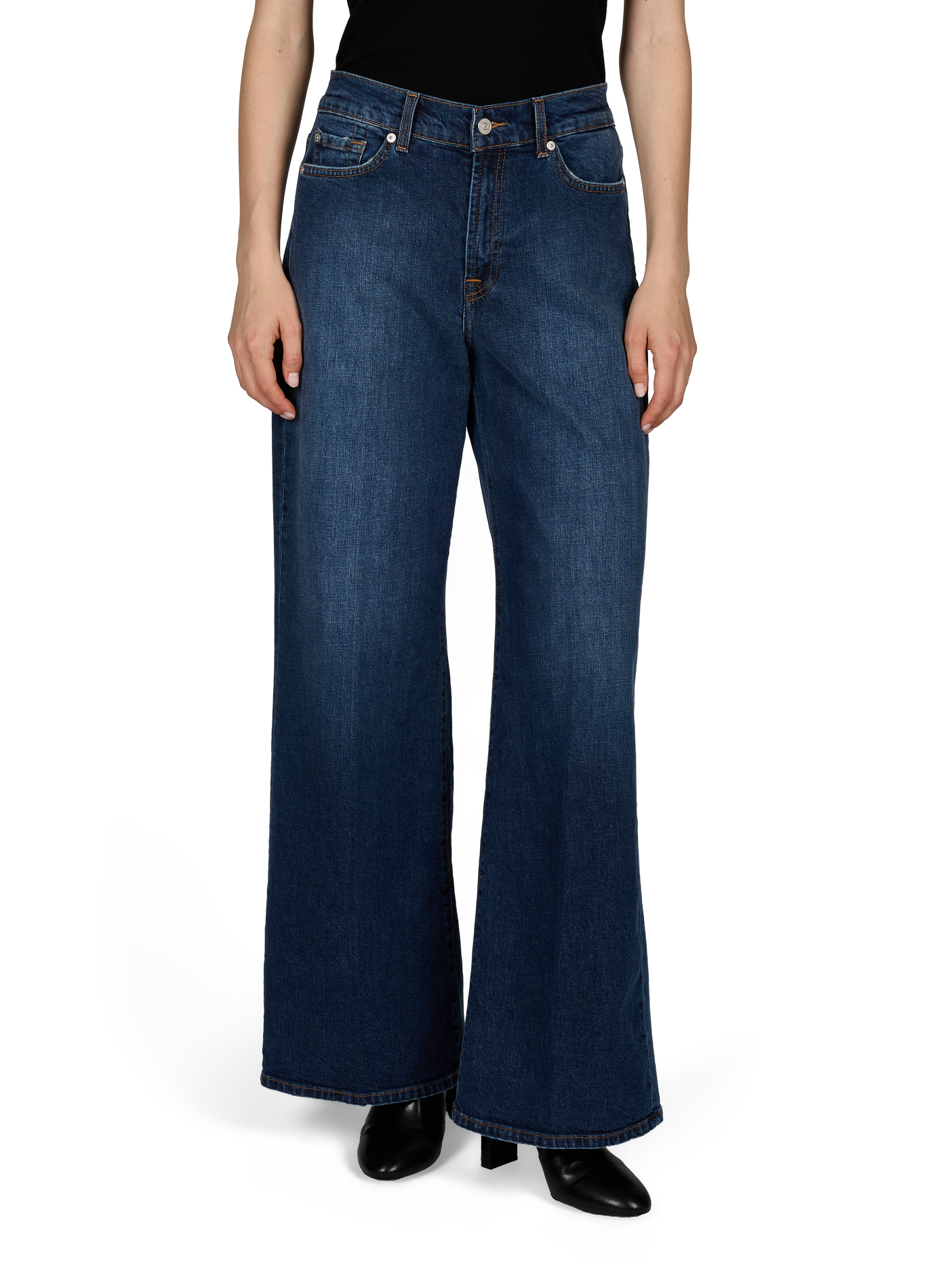 Jean Lotta Tailorless en denim de coton mélangé 7 FOR ALL MANKIND Bleu