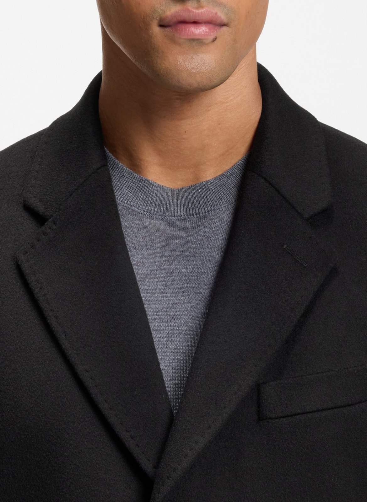 Mantau droit col tailleur en laine recyclée mélangée BOSS Noir