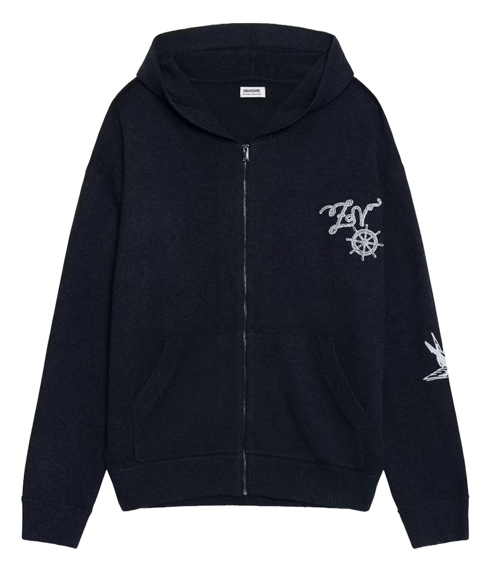 Losse gebreide sweatshirt met rits in gemengde wol camillo ZADIG&VOLTAIRE Blauw