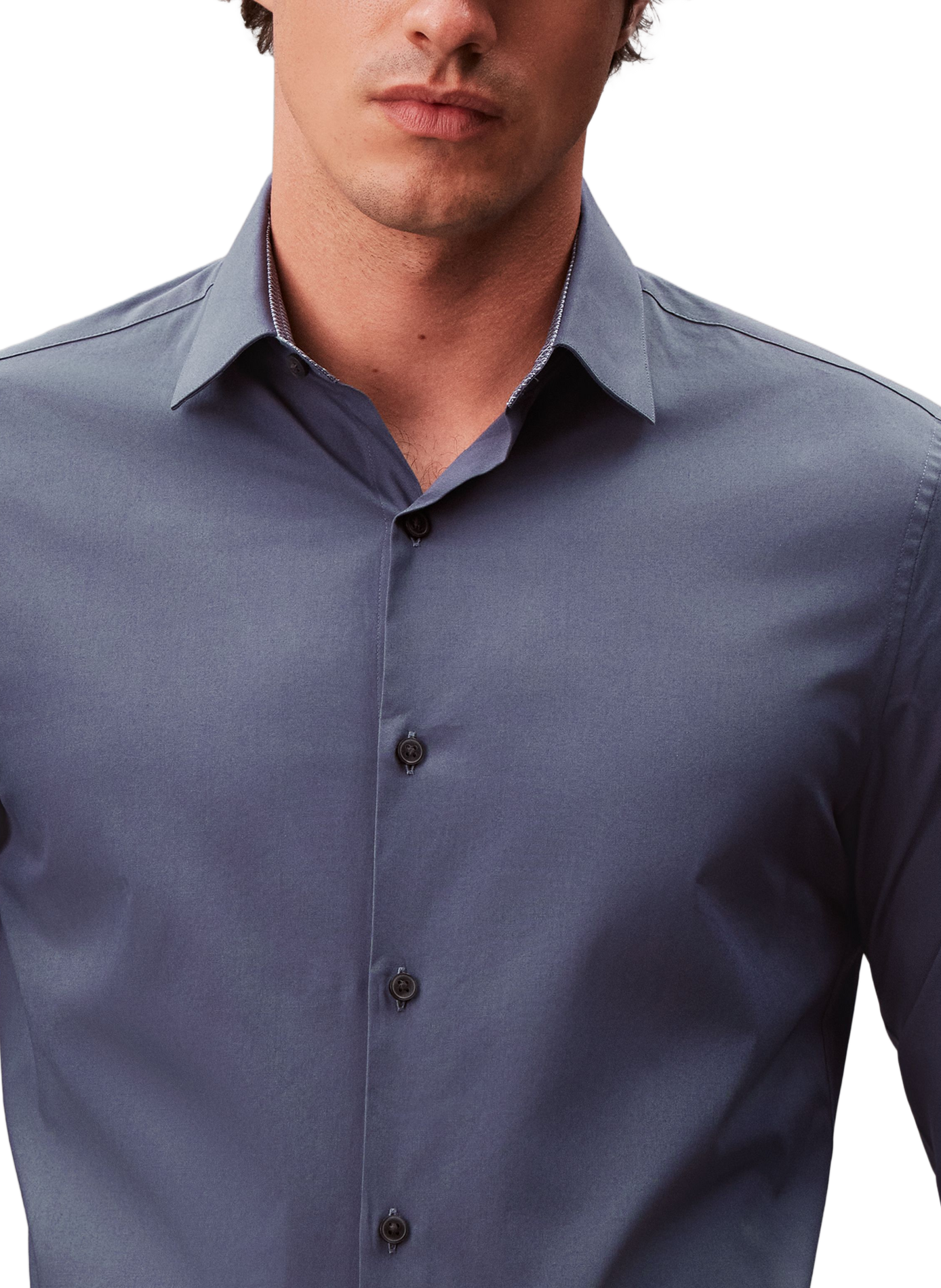 Schmale Hemdbluse aus Baumwollmischung CALVIN KLEIN Blau