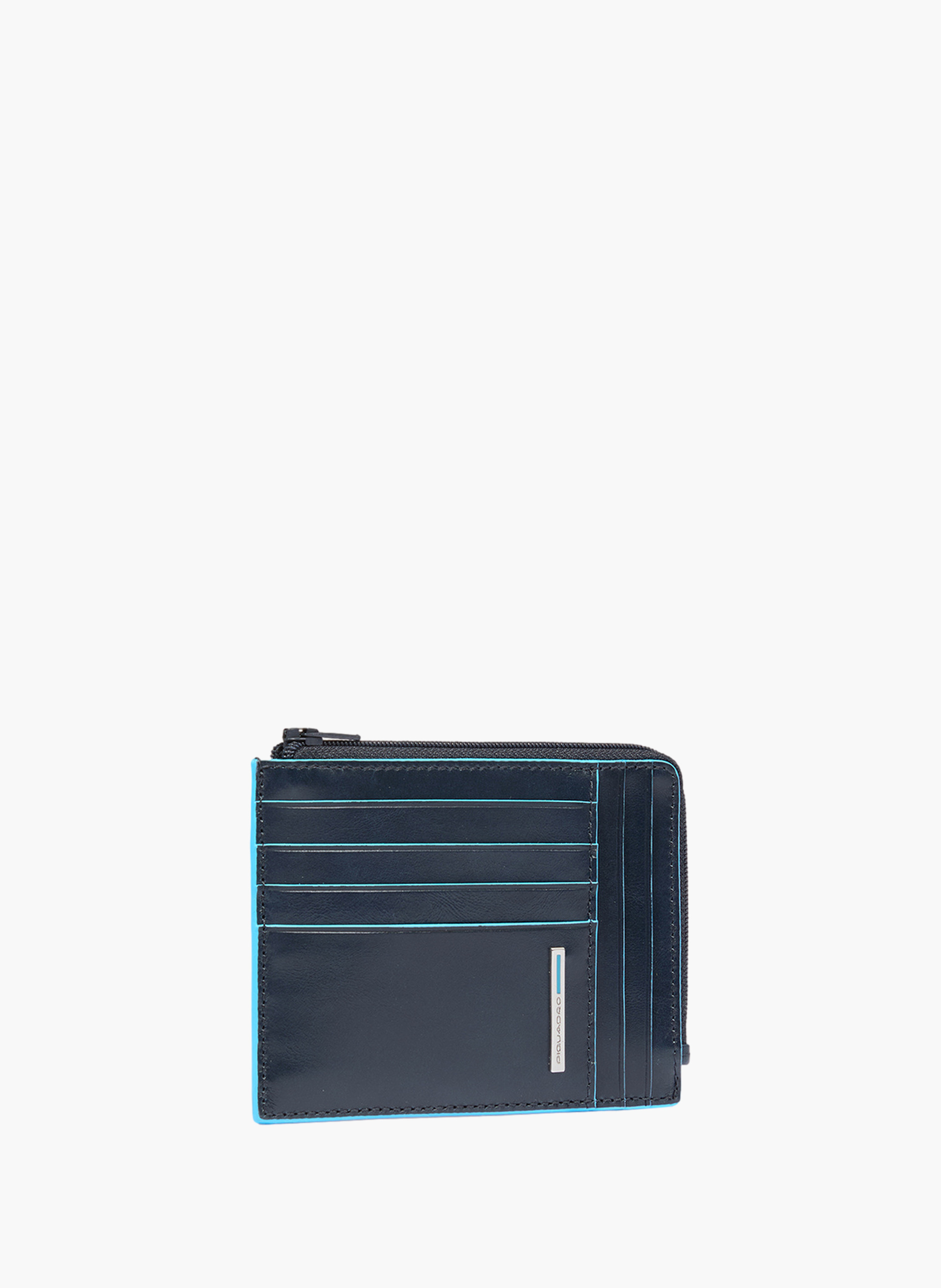 Portemonnee met ritssluiting voor heren met creditcardhouder. PIQUADRO Blauw