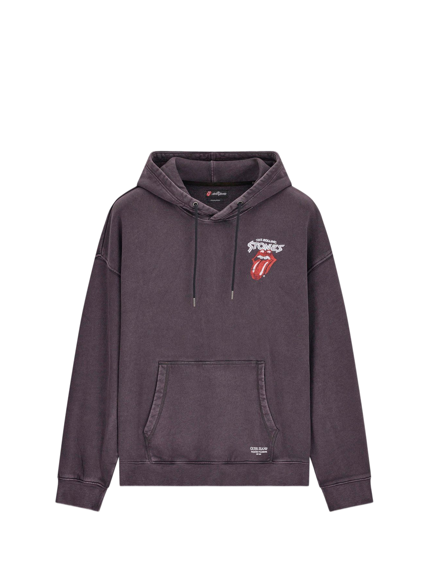 Oversized printed cotton hooded sweatshirt GUESS Black