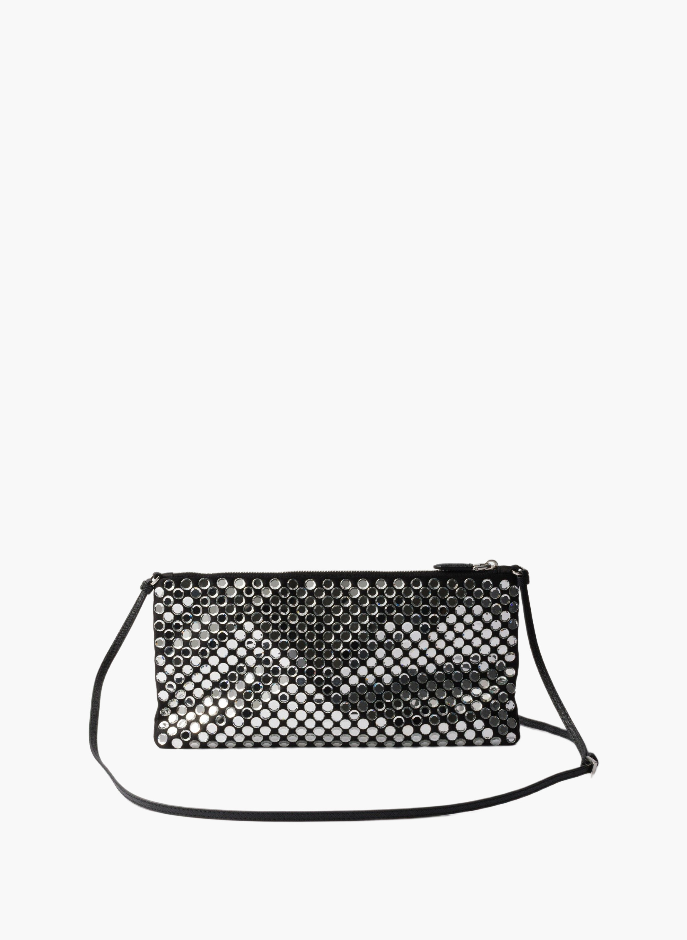 Petit sac à bandoulière en satin avec cristaux PRADA Argent