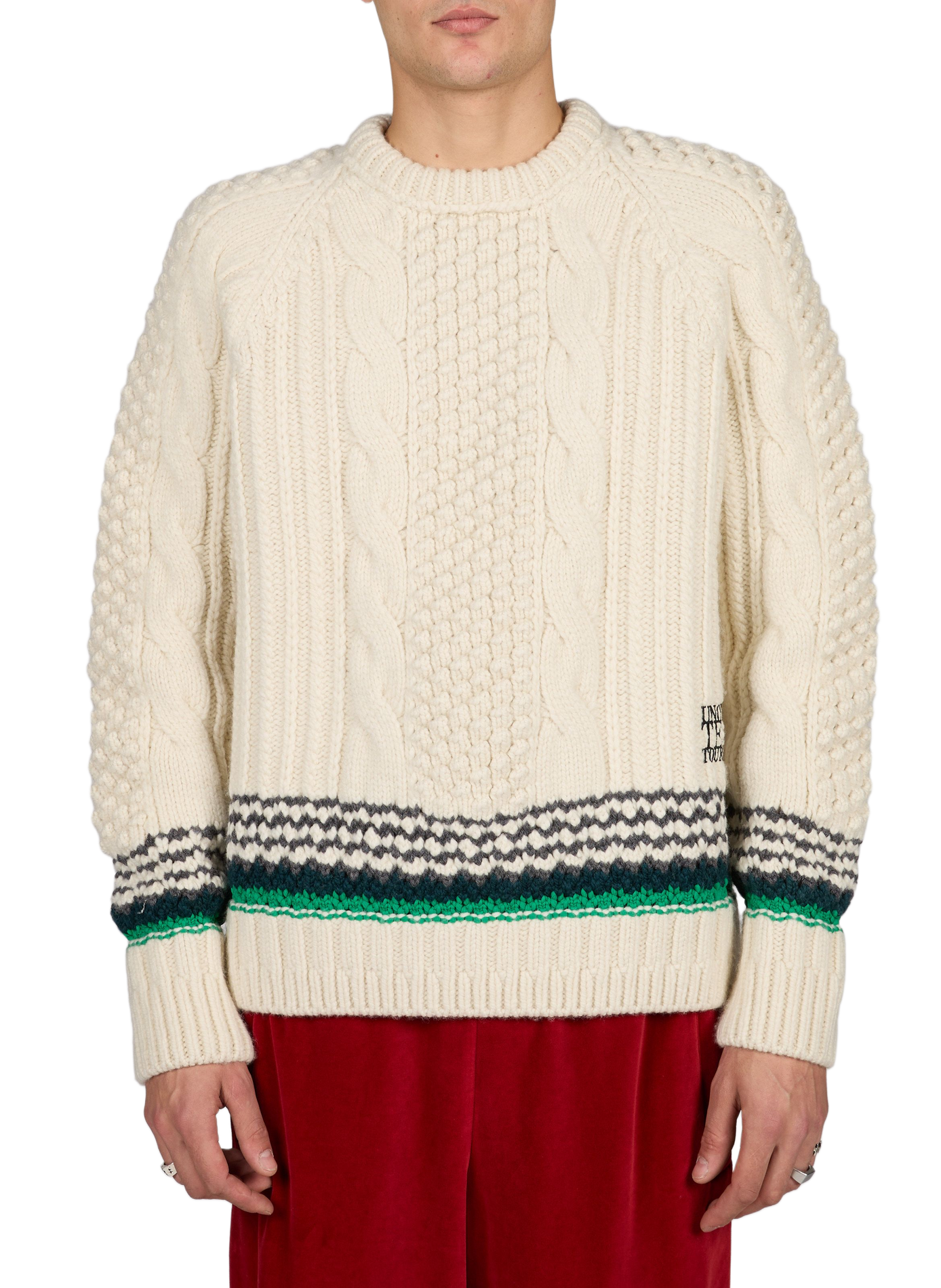 Weiter Pullover mit Zopfmuster LACOSTE Weiss