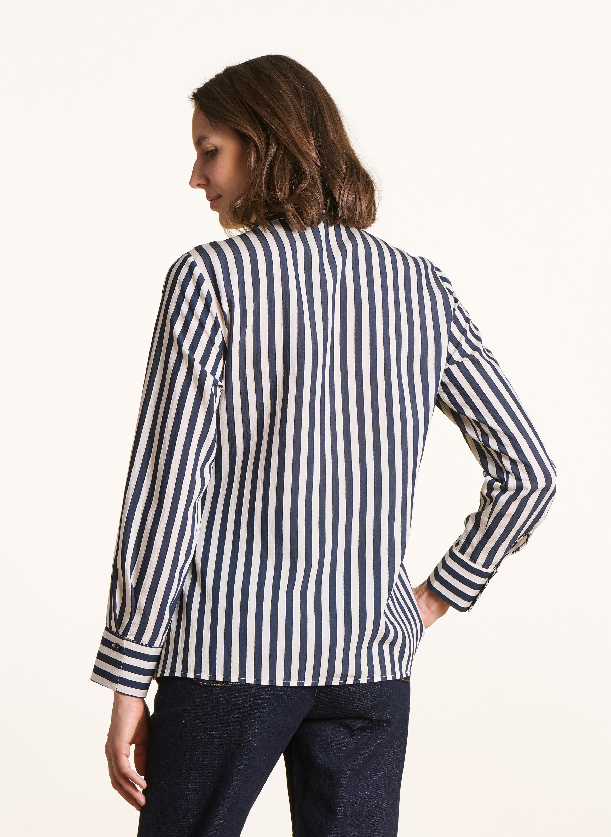 Gestreept overhemd met klassieke kraag LA FEE MARABOUTEE Blauw