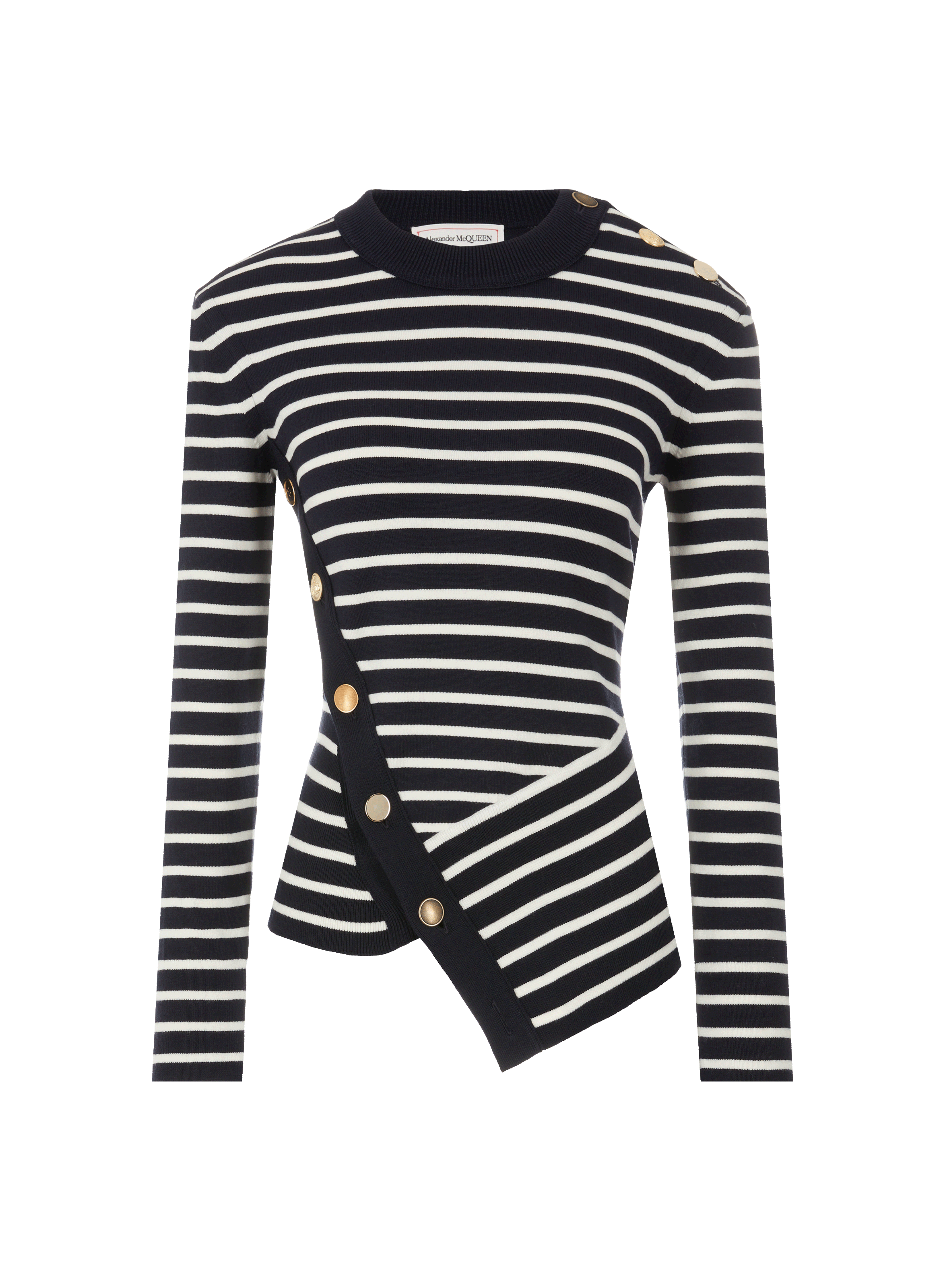 Pull marinière asymétrique en laine