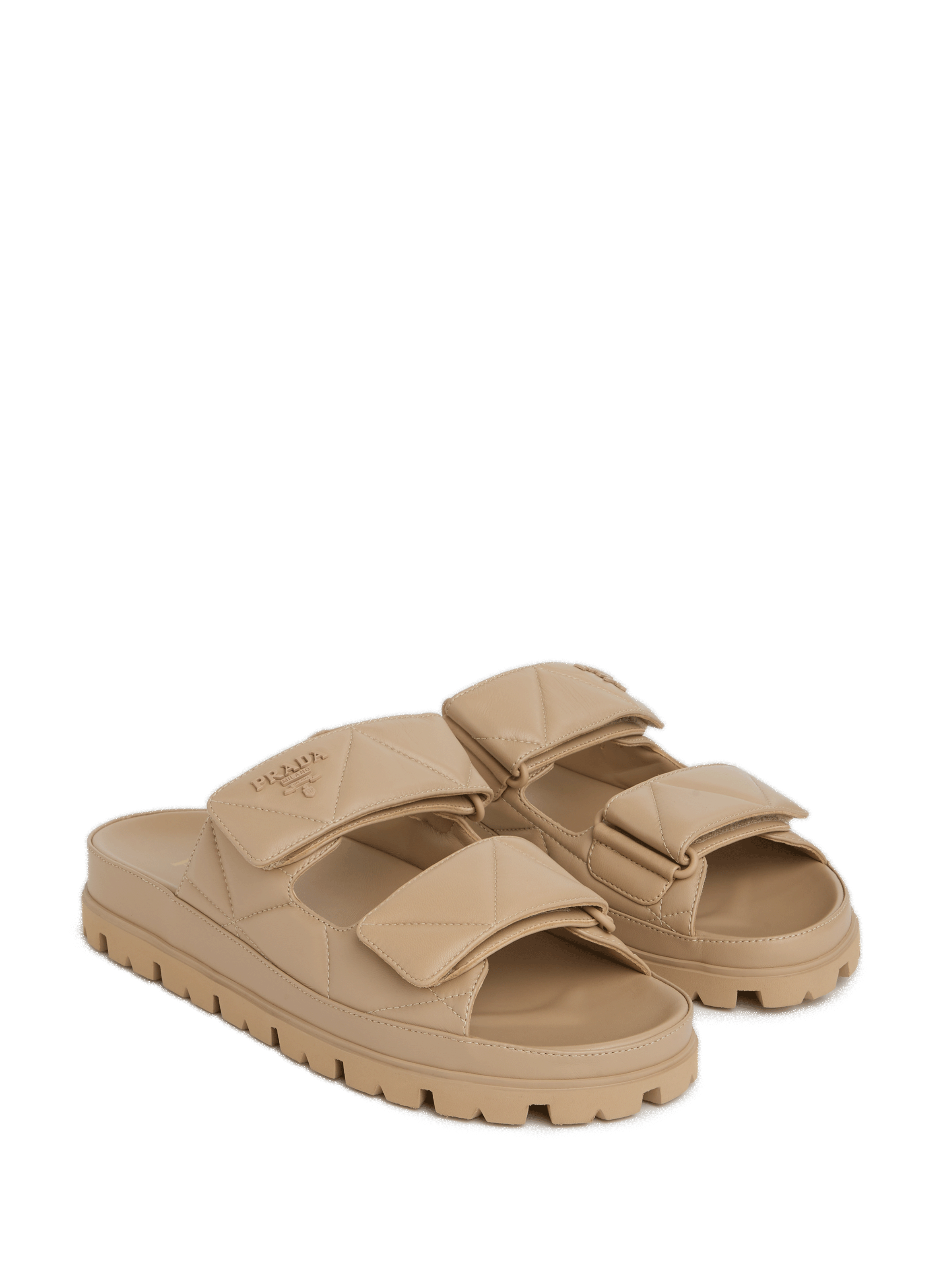 Flat leather sandals  PRADA Beige