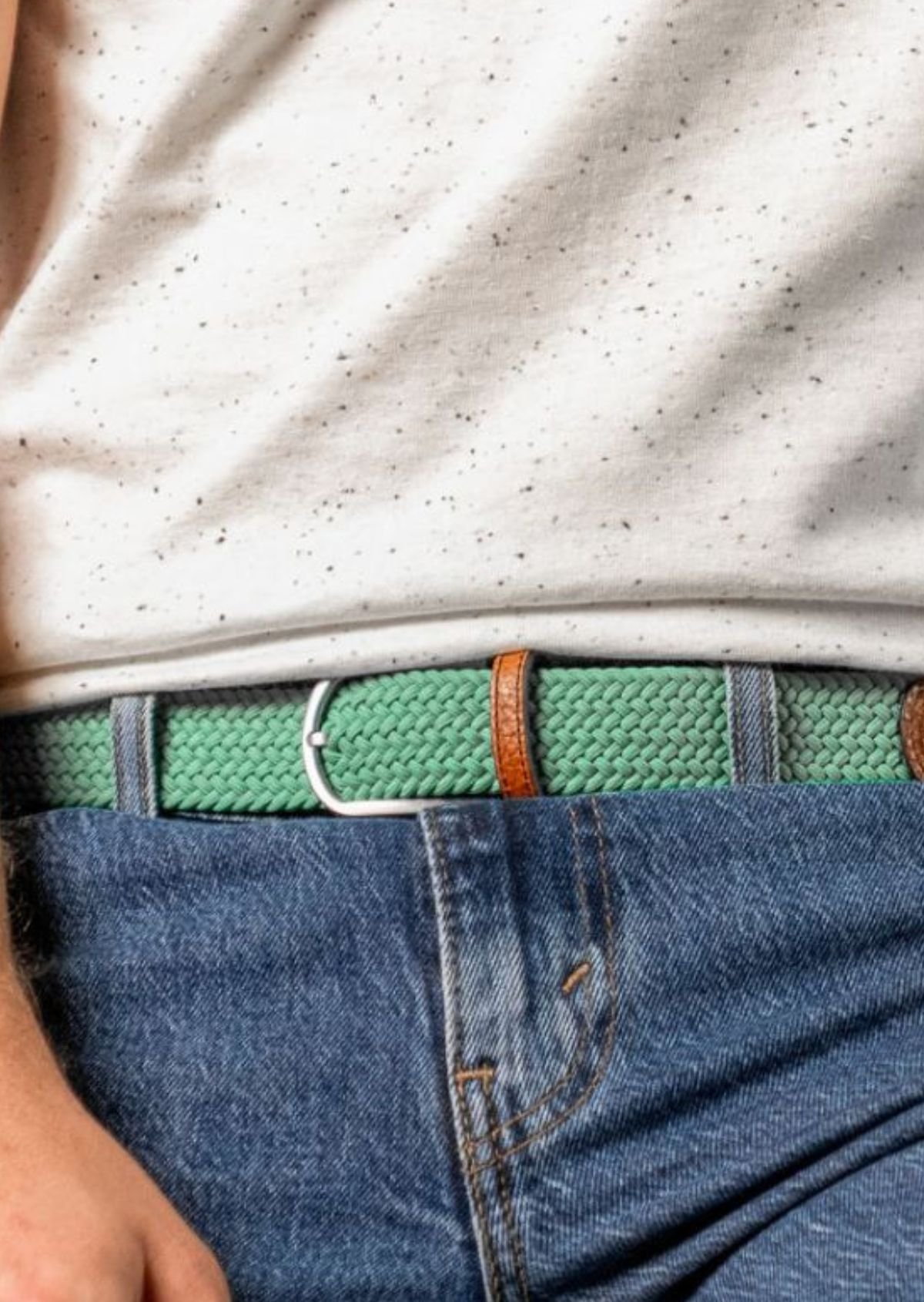 Ceinture tressée élastique unie BILLYBELT Vert