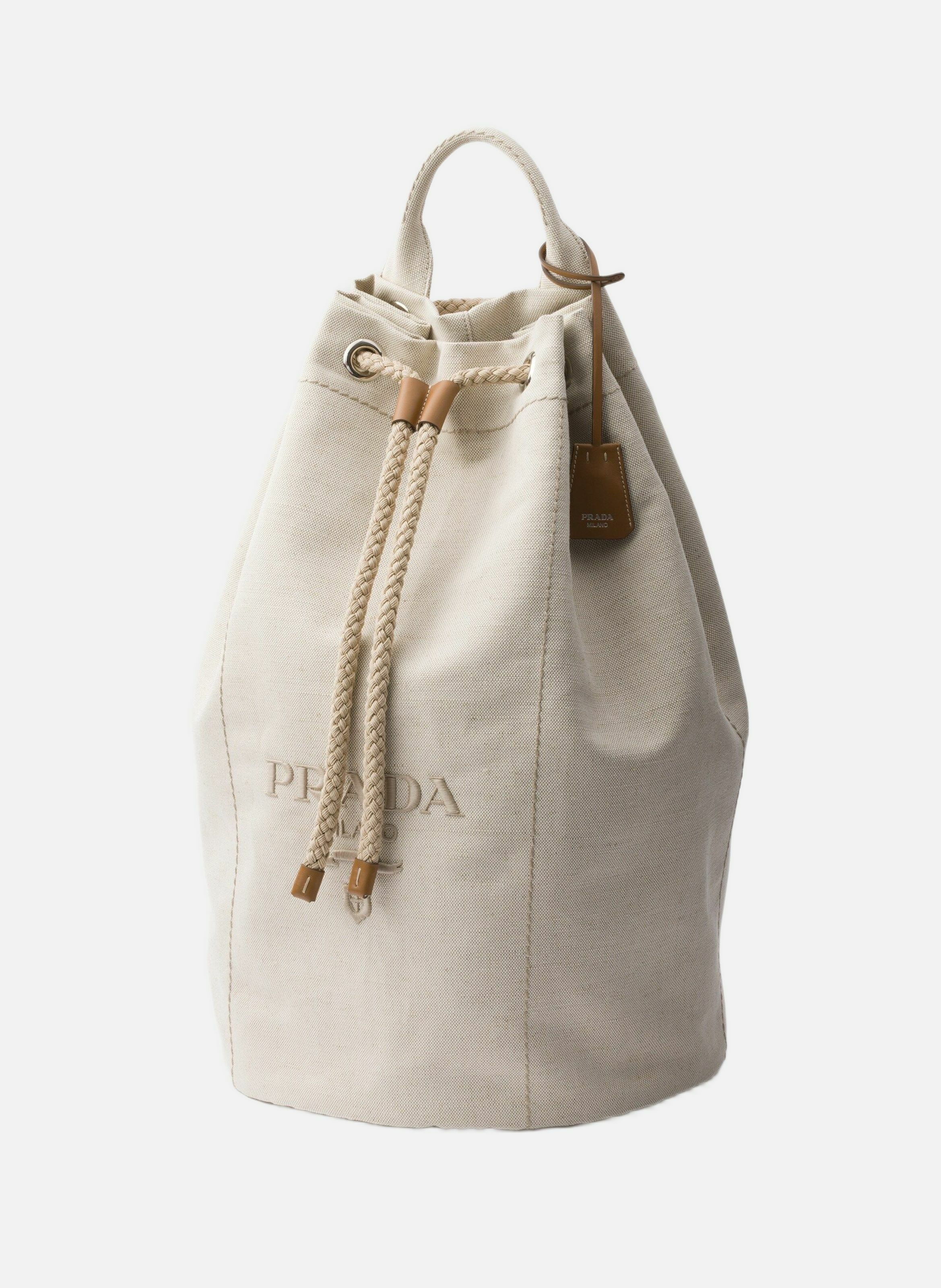 Sac marin en lin mélangé avec cordon de serrage PRADA Beige