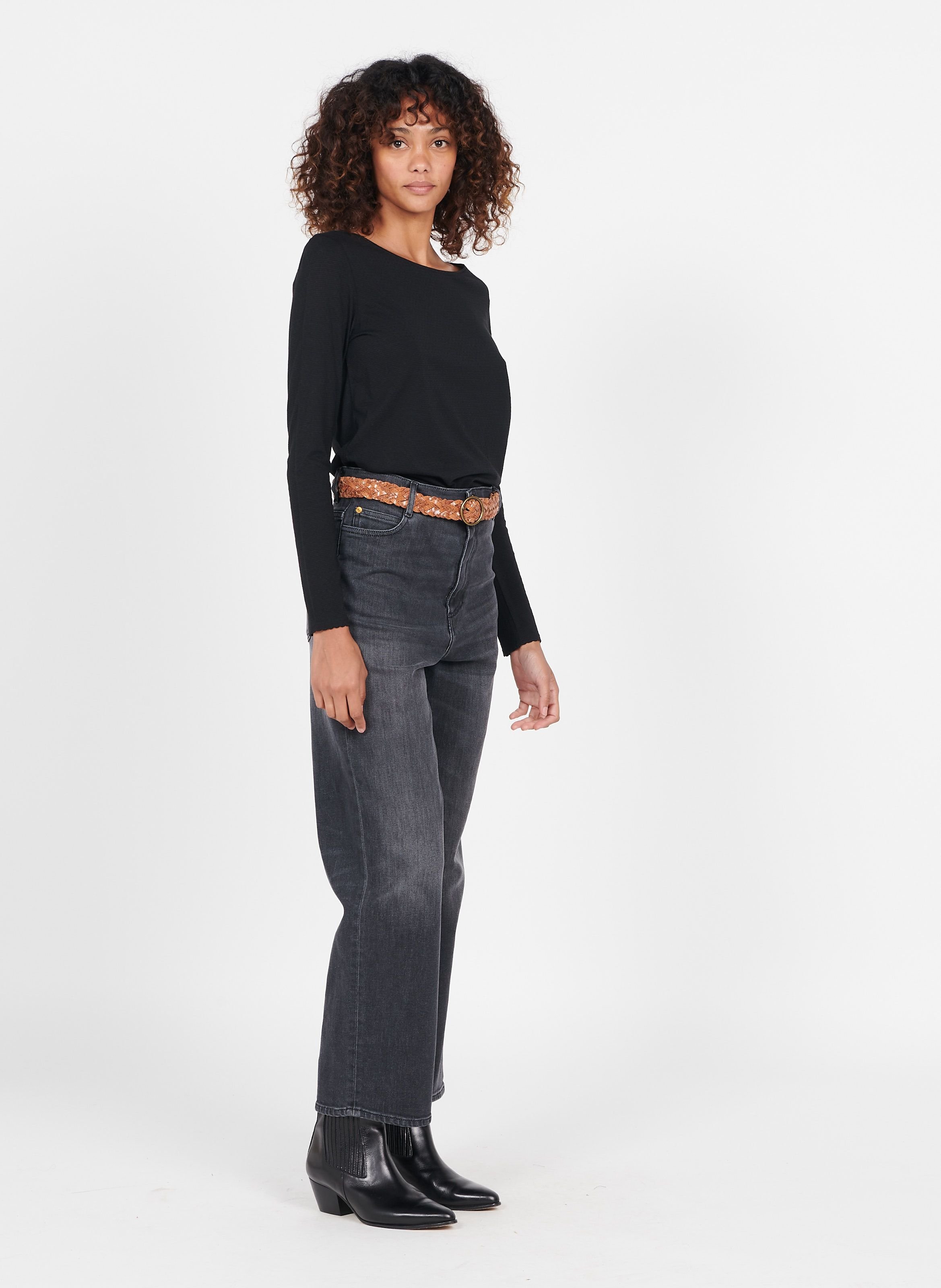 Jean droit taille haute en coton bay cruise SESSUN Noir