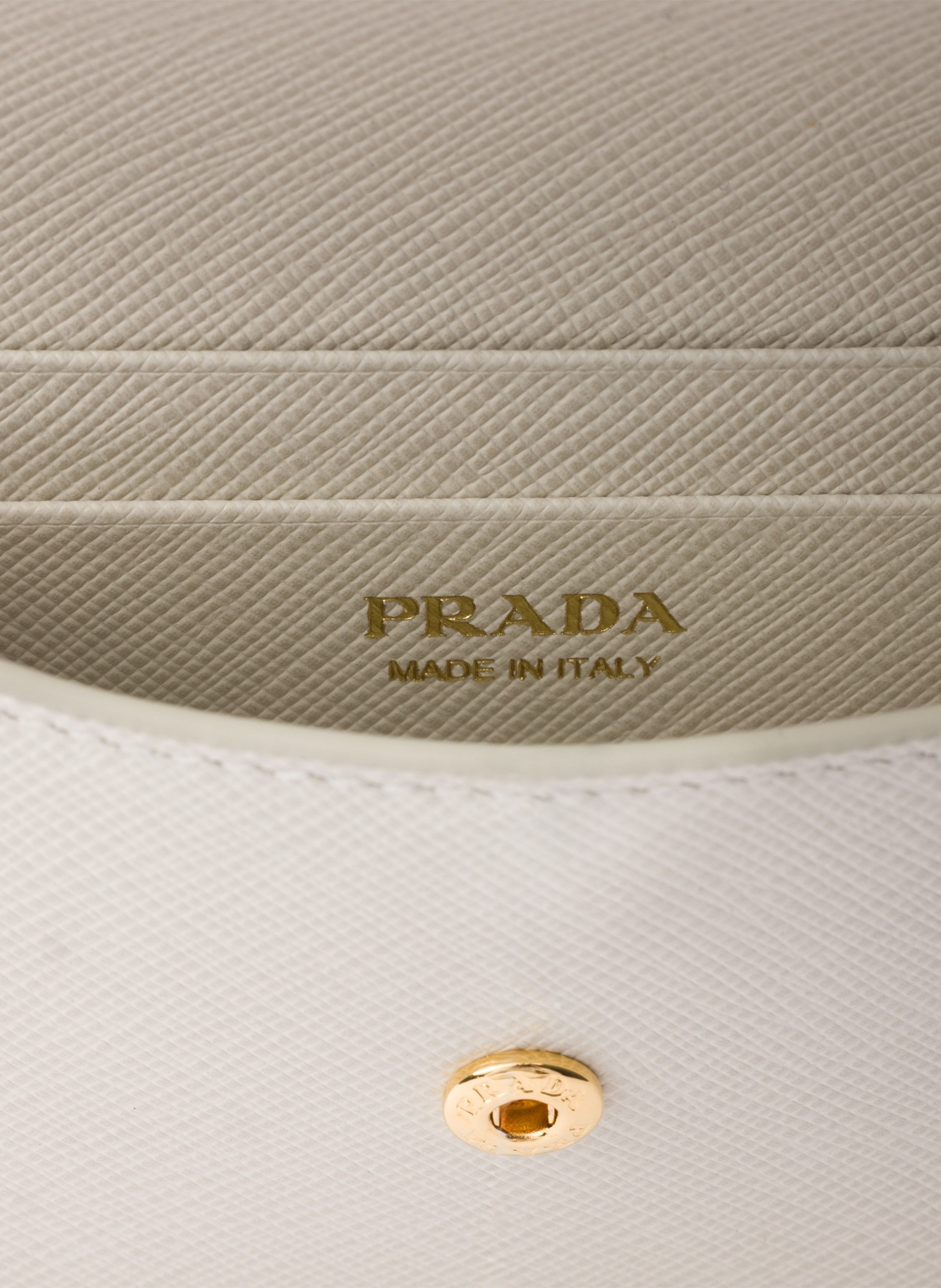 Porte-cartes à bandoulière en cuir saffiano PRADA Beige